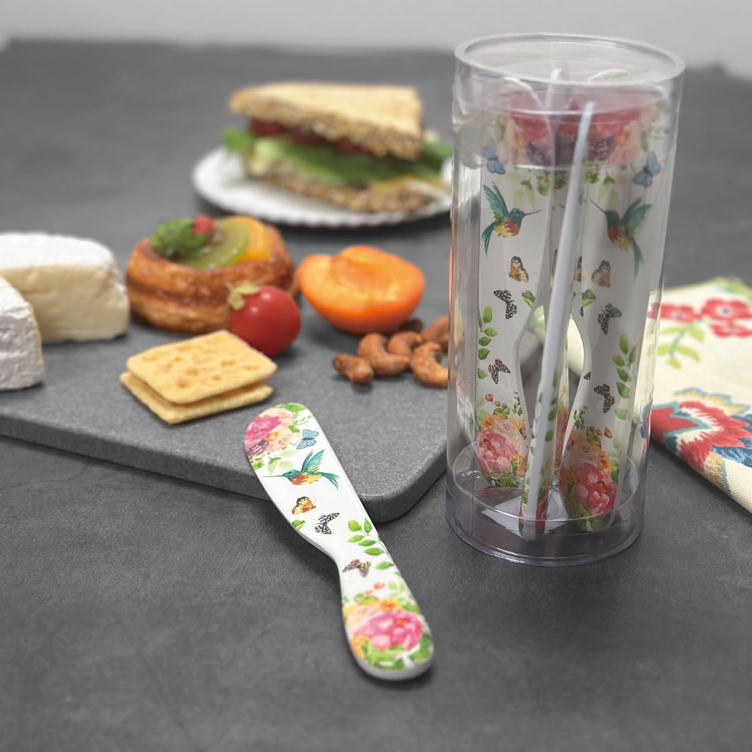 UPware Rose Garden Cheese Spreader Set, Melamine Multipurpose Butter S