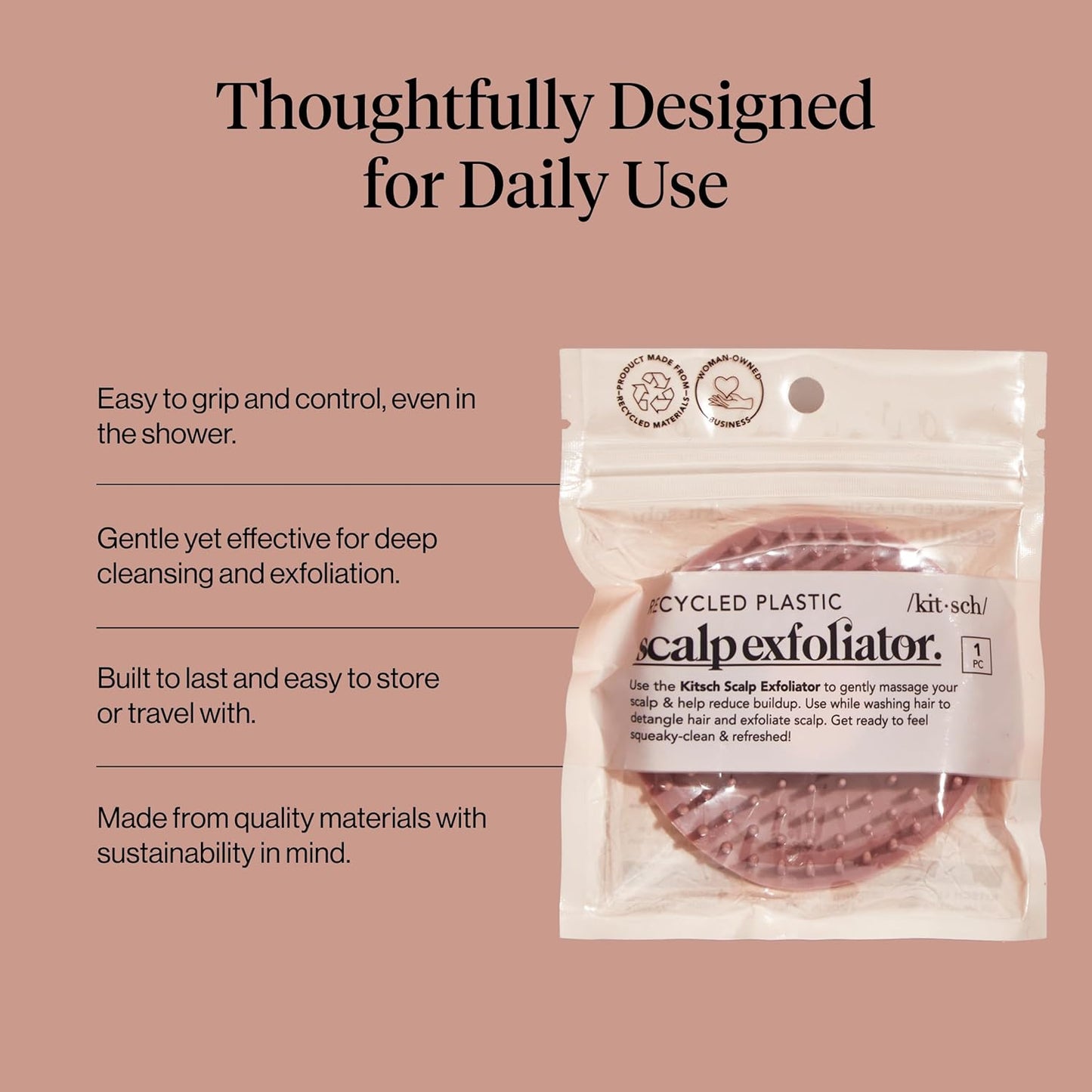 Kitsch Scalp Massager for Hair Care - Scalp Scrubber, Shampoo Brush & 