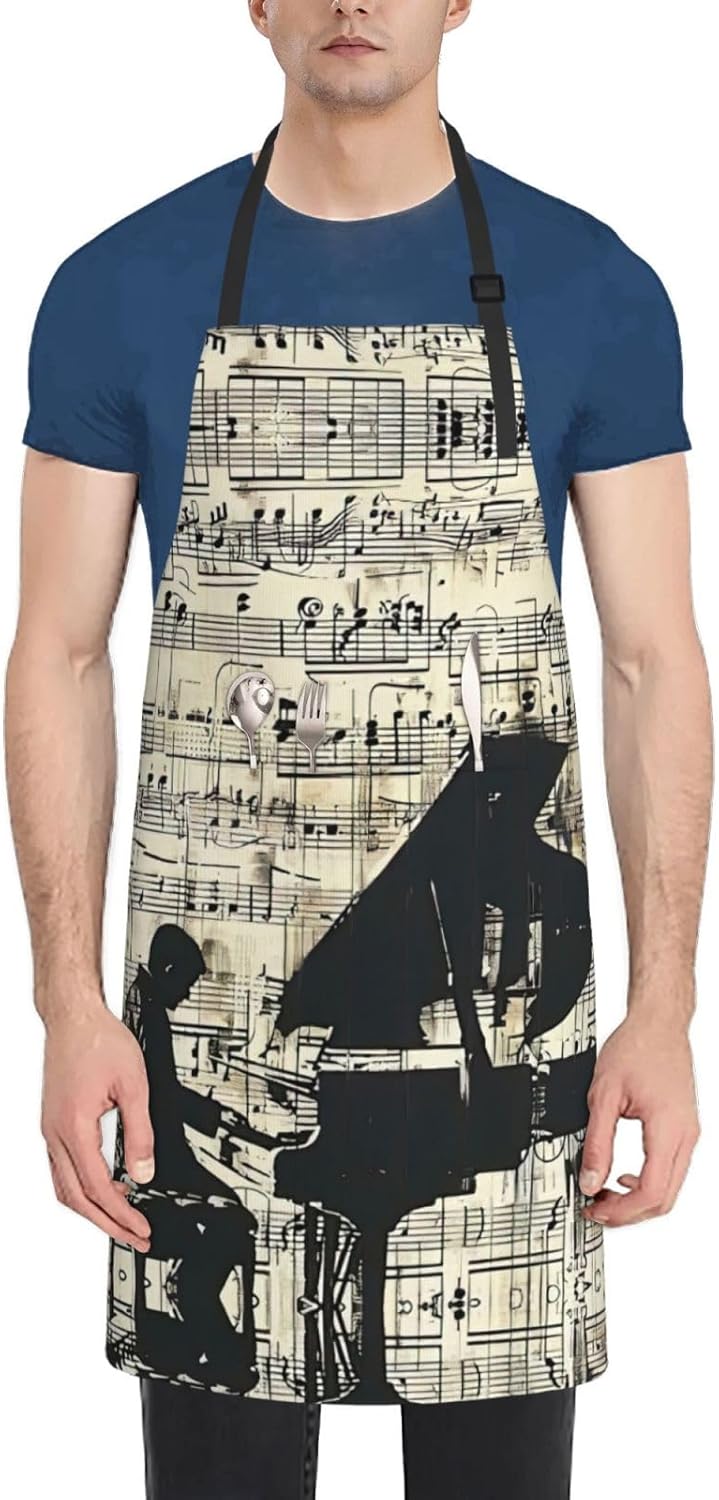 Sheet Music print Waterproof chef's apron with pocket apron for kitche