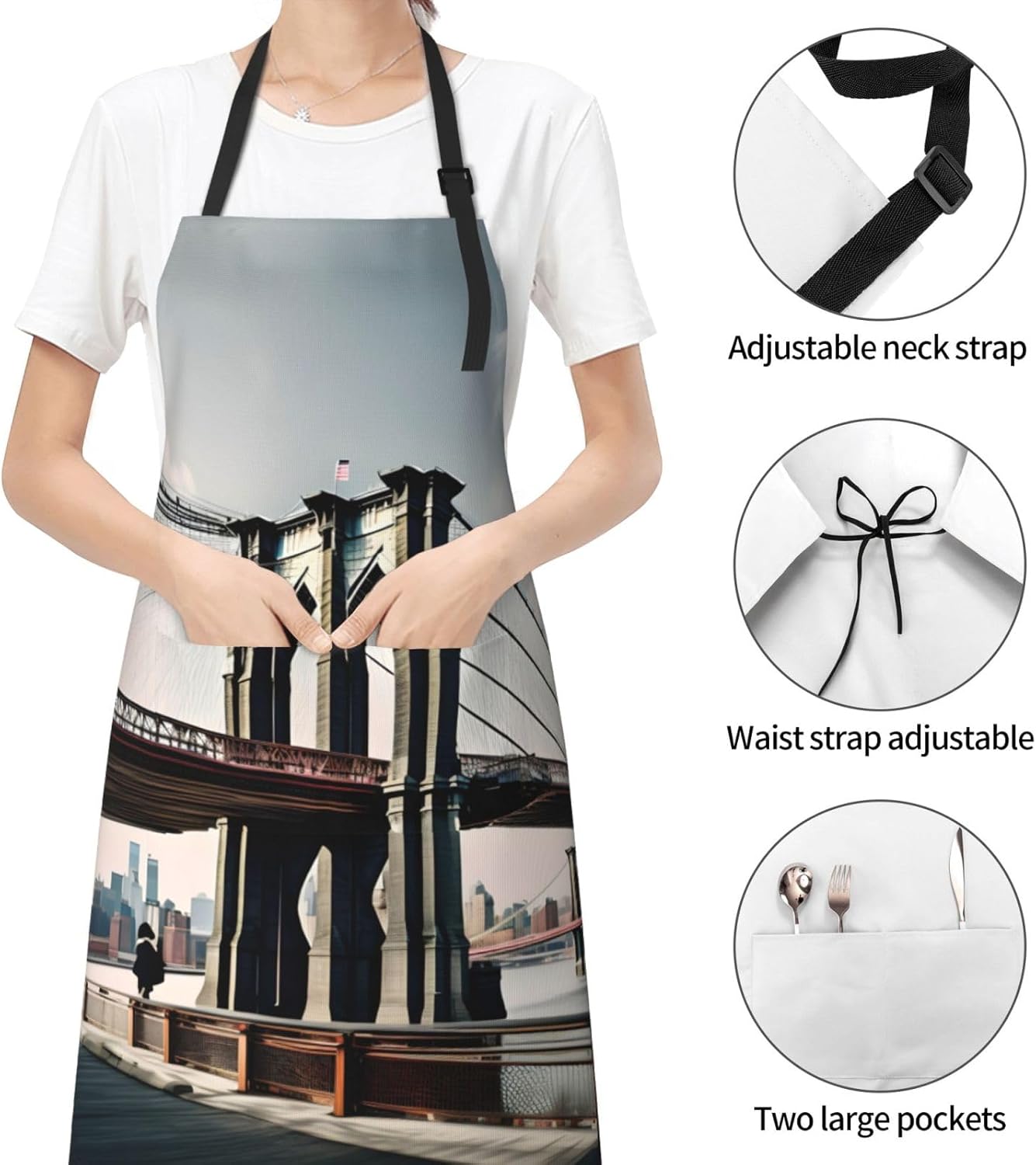Brooklyn Bridge s Print Laundry apron 28x33 In Waterproof Kitchen Apro