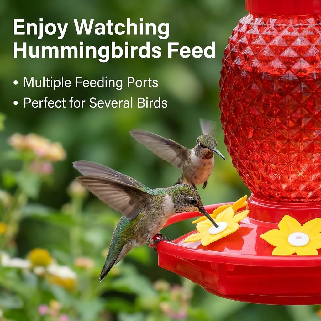 Glass Hummingbird Feeders for Outdoors Hanging Ant and Bee Proof 16OZ 