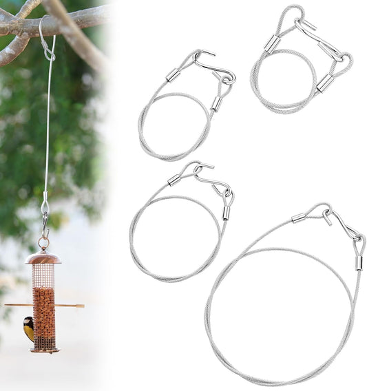 Kingdder 4 Pcs 12" 18" 24" 36" Hanging Cables Chain with S Hook Bird Feeder Tree Hanger PVC Coated Flexible Branch Hook Limb Protector for Outside Bird Feeders, Planters and Decorations