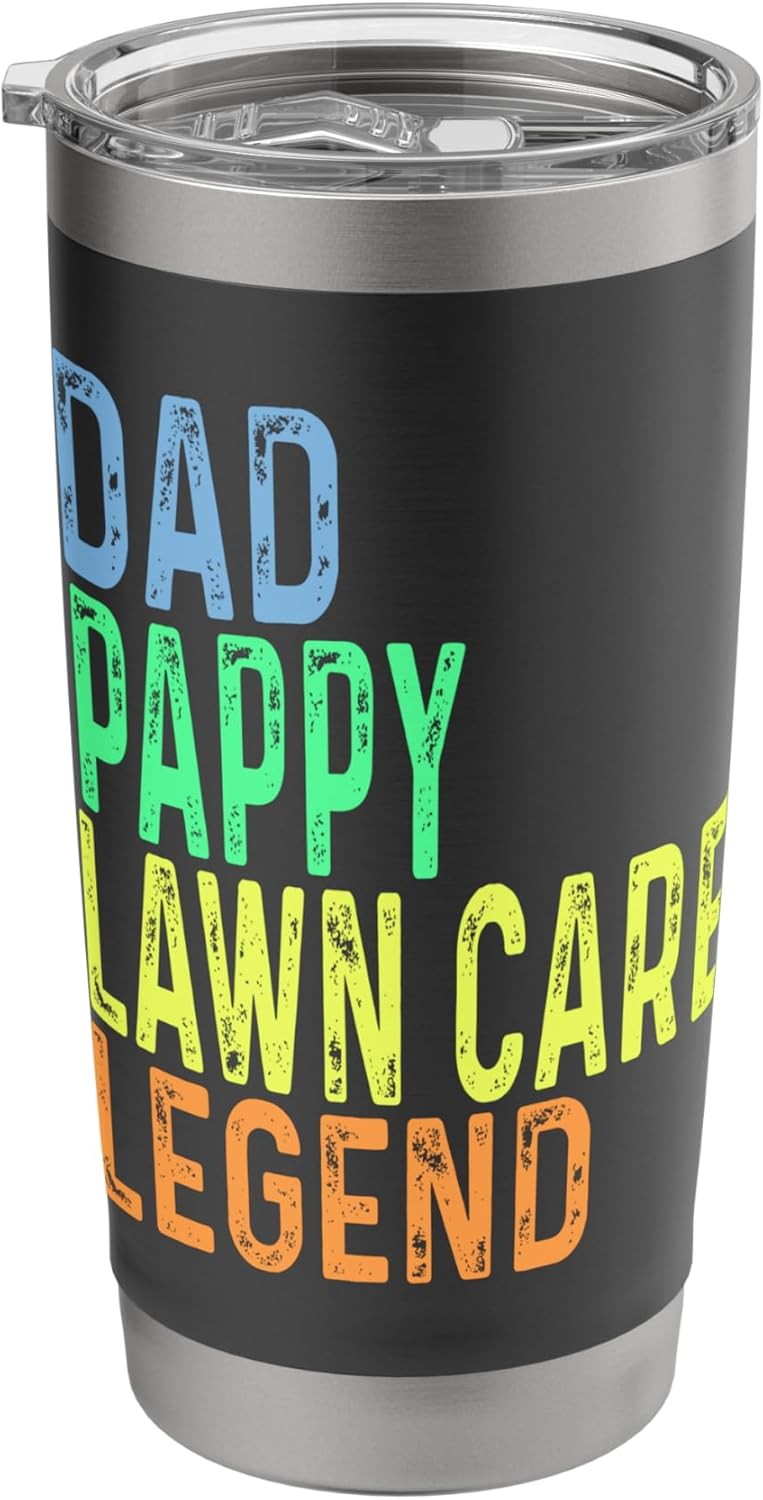 Funny Dad Pappy Lawn Care Legend Grass Mowing Lawn Mower Dad Stainless Steel Insulated Tumbler