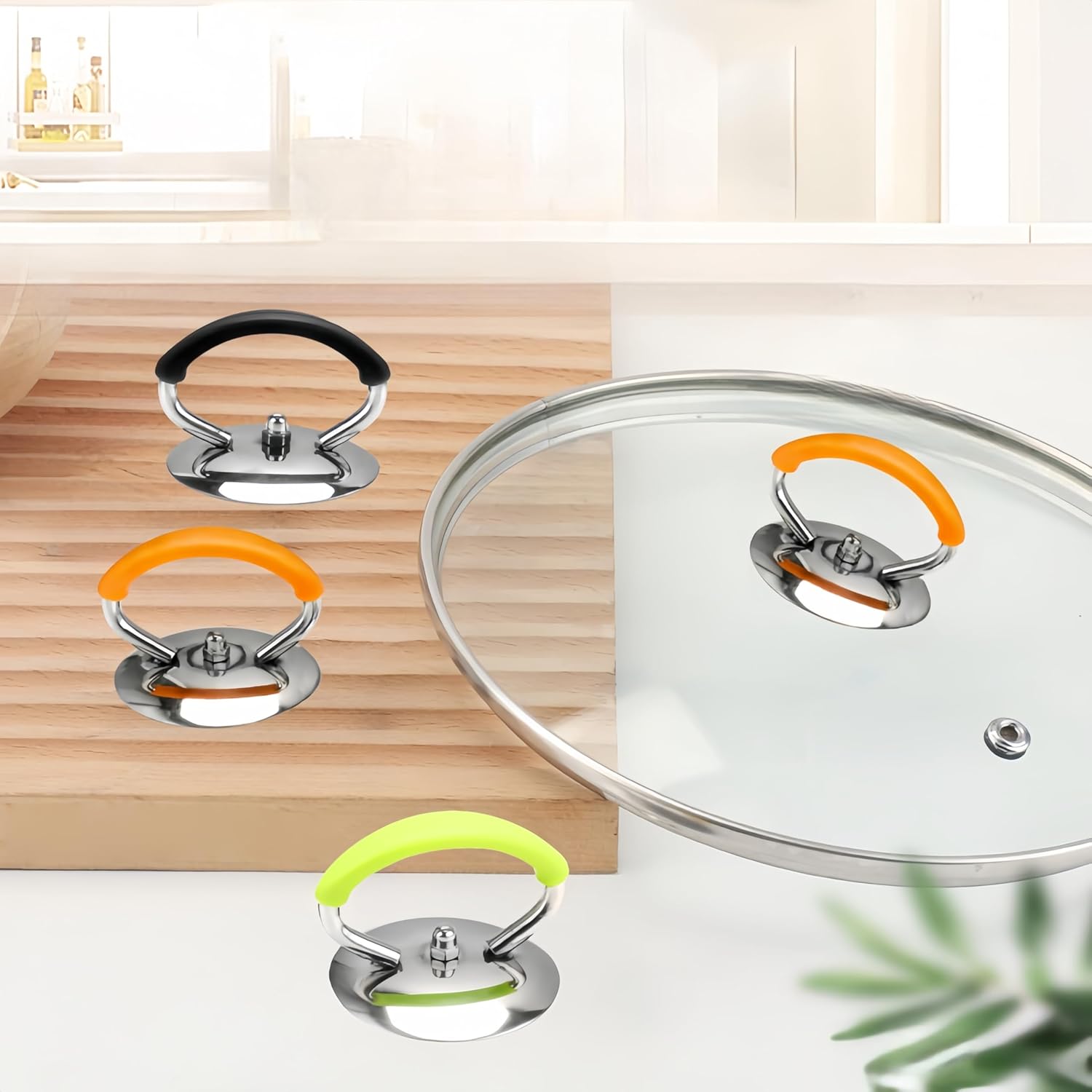 3Pcs Universal Crock Pot Lid Handle, Stainless Steel Heat Resistant Re