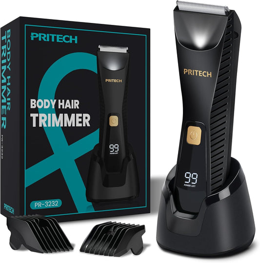 PRITECH Manscape Body Hair Trimmer for Men - Waterproof Pubic Hair Bal