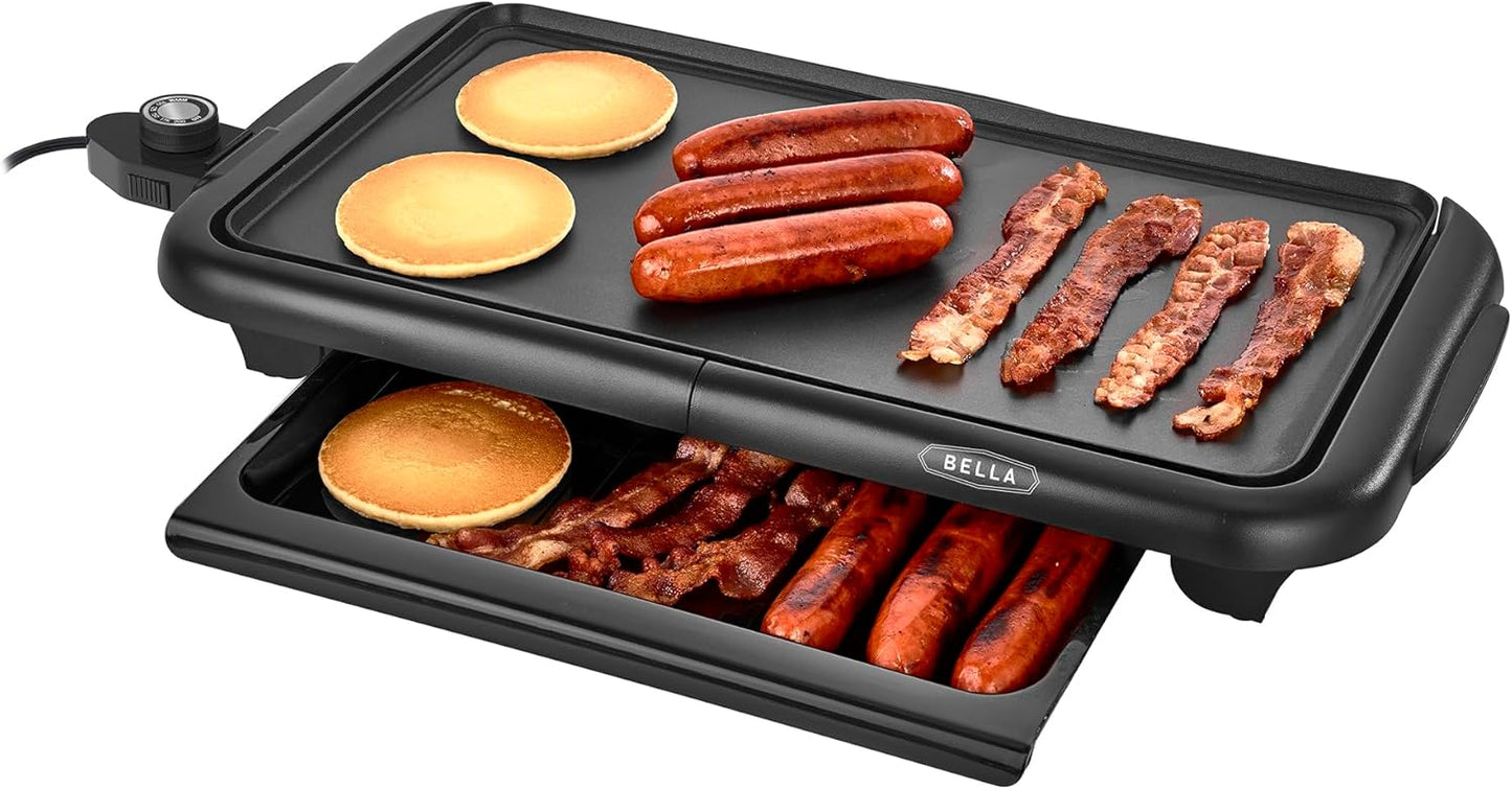 bella Electric Griddle with Warming Tray - Smokeless Indoor Grill, Non