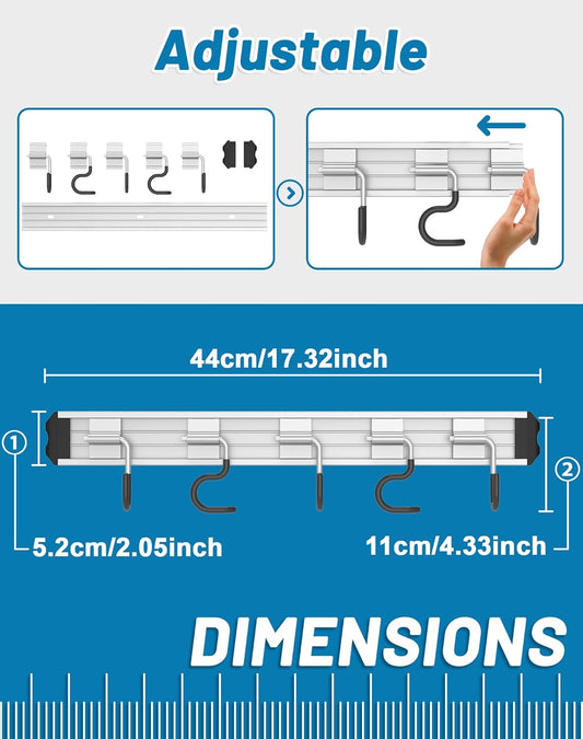 Mop and Broom Holder Wall Mount Garden Tool Rack Organizer, Modern Sty