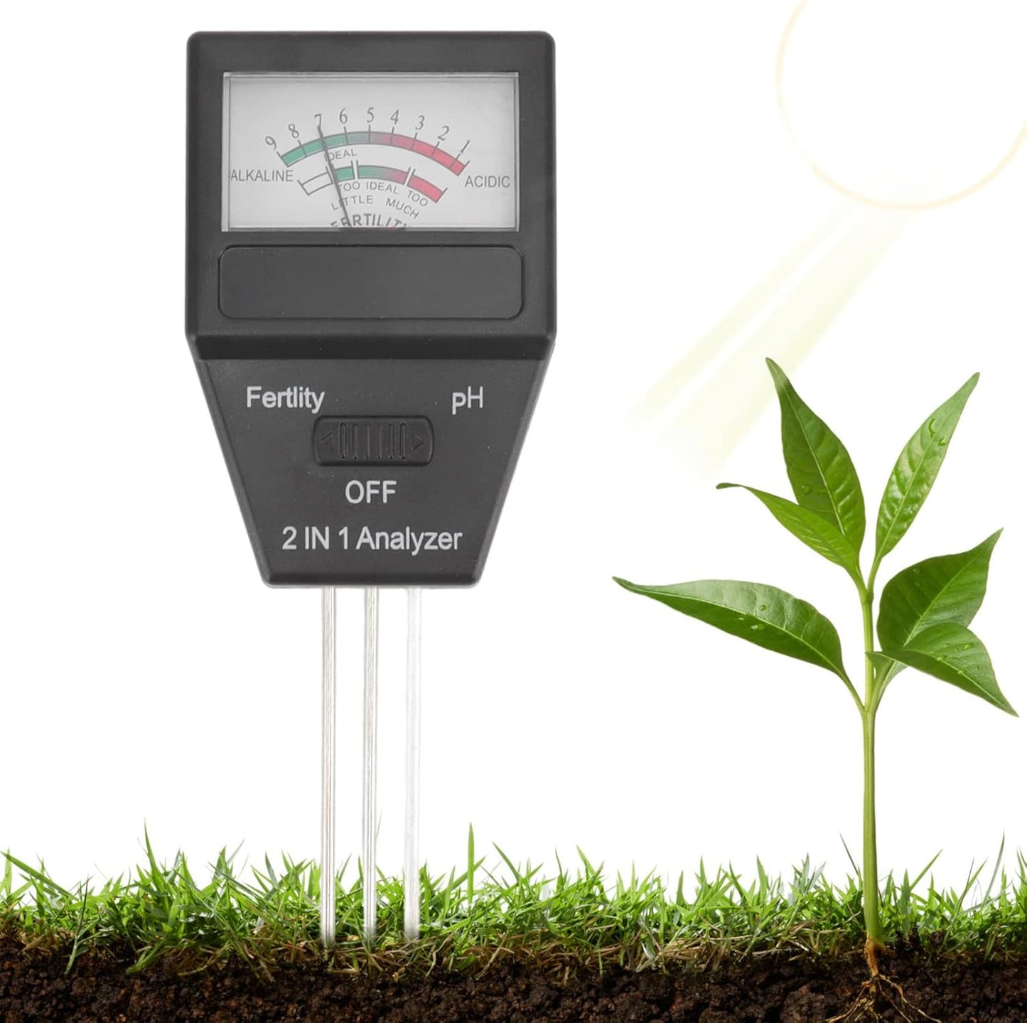 aqxreight 2 in 1 Soil Meter Fertility Tester with 3 Probes ABS Soil Me