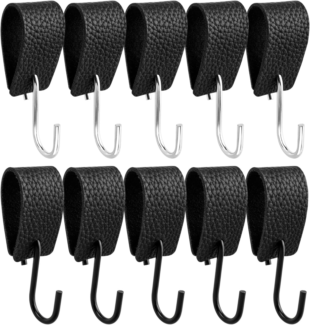 Mesee 10 Pieces Leather S-Hooks Multifunctional S Hook with Leather Lo