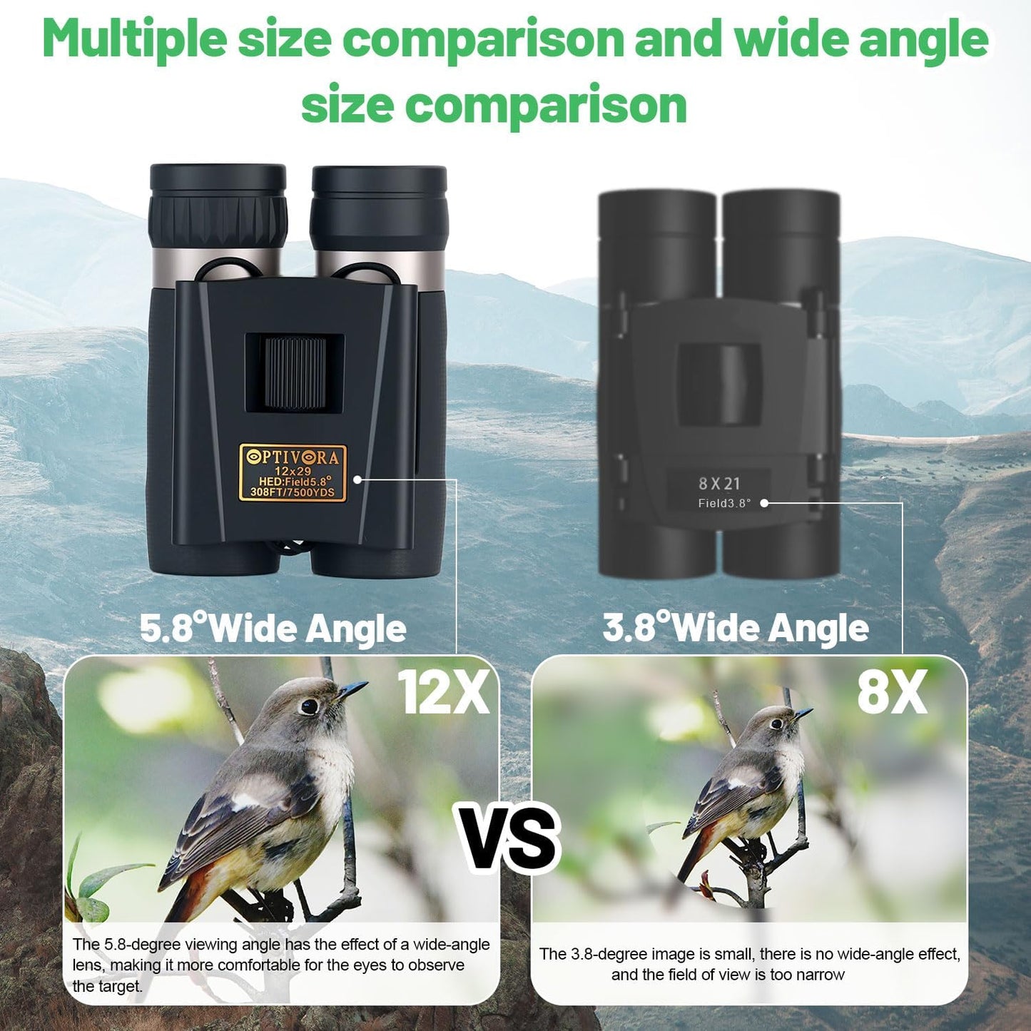 12×29 Compact Binoculars for Adults High Powered Small Size and Portable,Mini Binoculars for Adults Suitable for Bird Watching,Travel,Opera,Concert,Outdoor Hunting with Carrying Bag