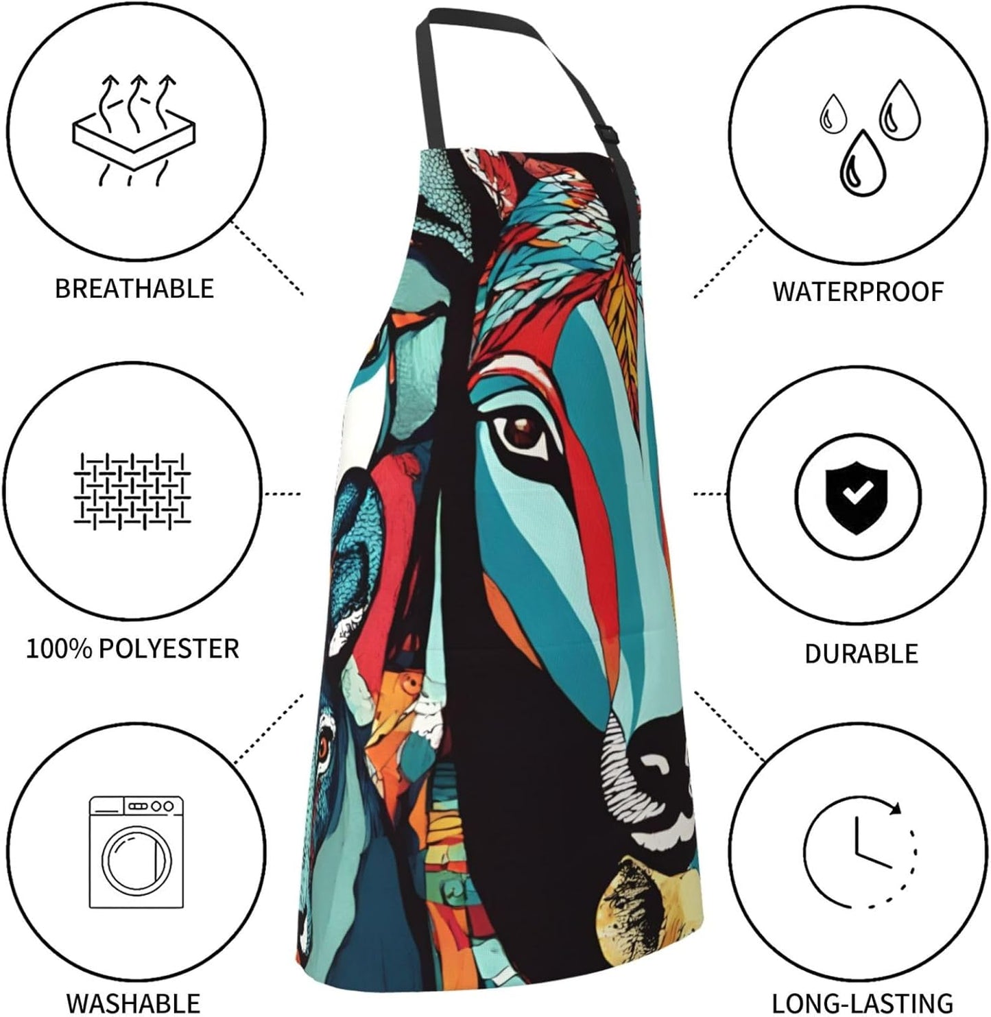 YANYU abstract art Print 28x33 In Kitchen Apron Stylish Chef Apron with Pockets for Cooking Baking Painting