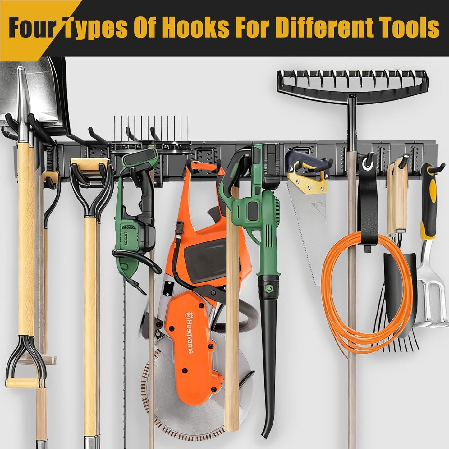 Heavy Duty Garage Wall Organizer with 700LB Capacity, 48Inch Garage Tool Organizer Wall Mount and Garden Tool Organizer with Adjustable Tool Rack for Garage Shed Yard Storage