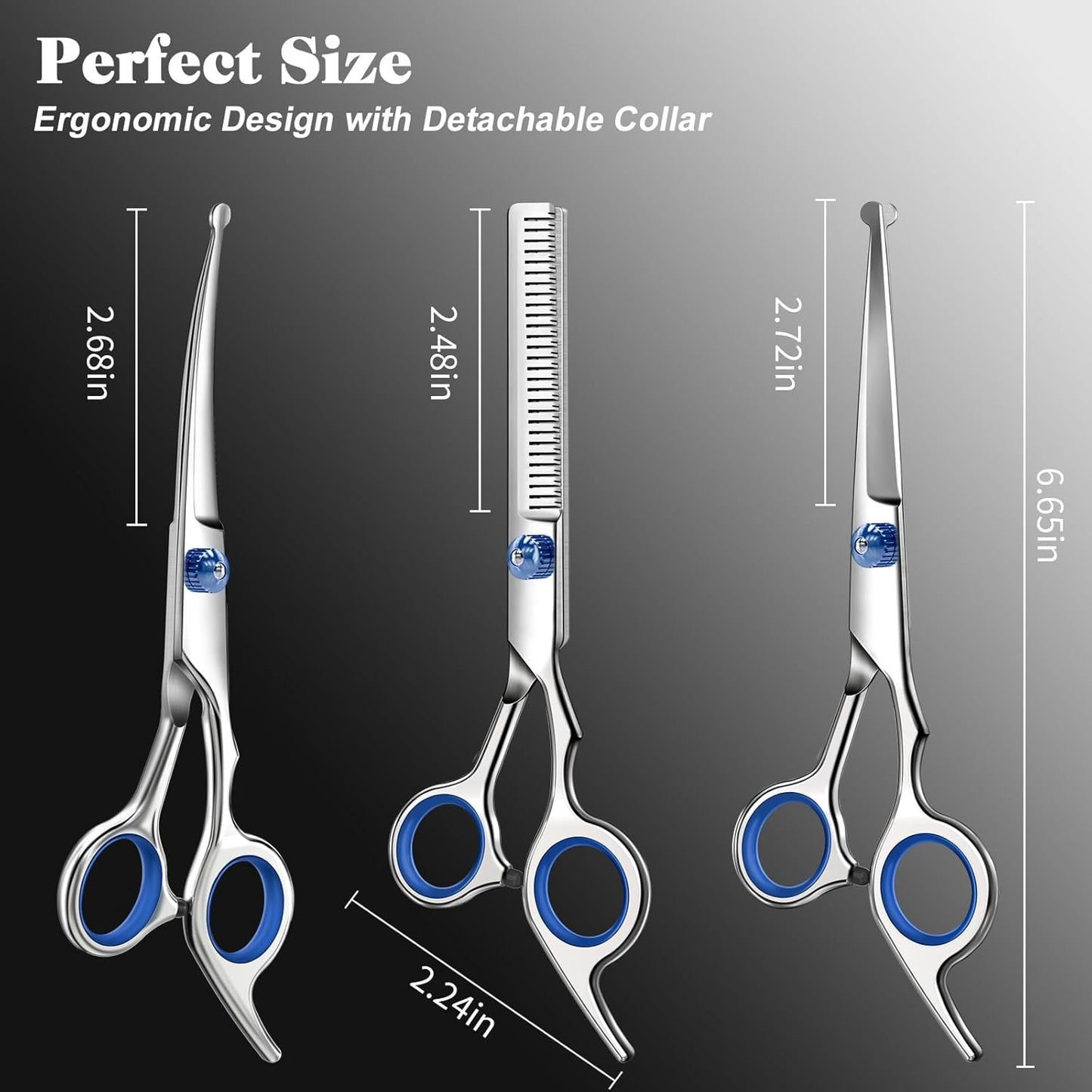 Professional 4 in 1 Dog & Cat Grooming Scissors Kit with Safety Round 