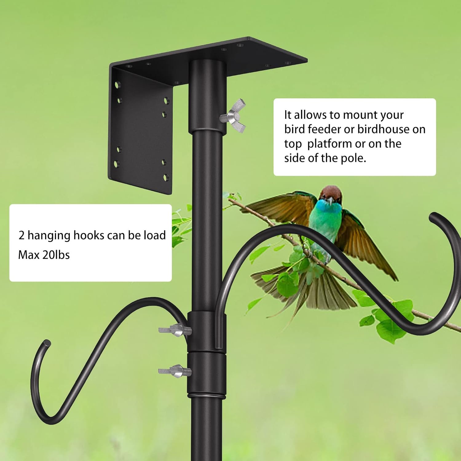 Bird House Pole Kit 80inch - Universal Metal Bird Feeders Pole Mount S