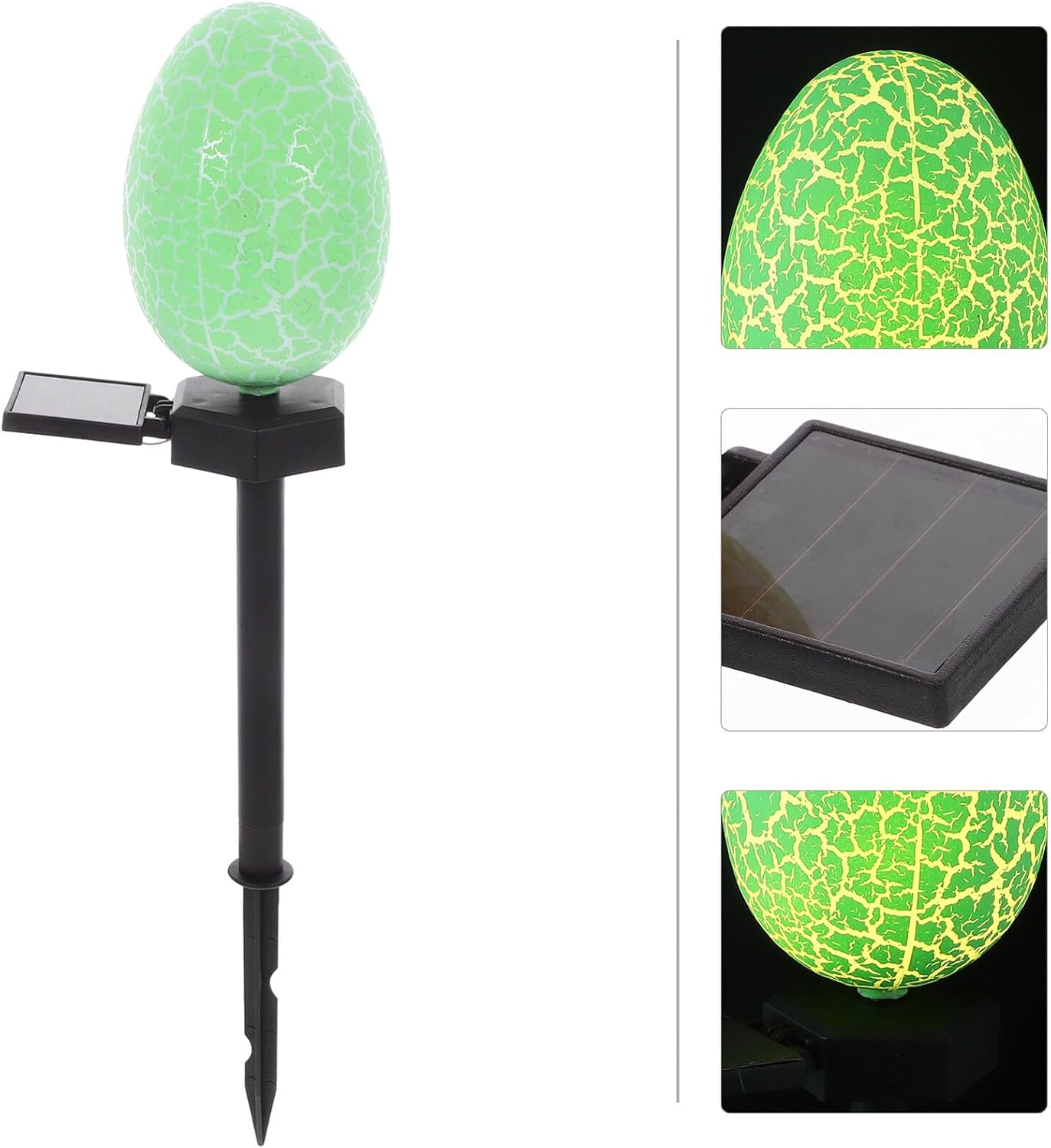 Solar Easter Egg Yard Light Outdoor Garden Solar Lamp LED Crackle Shell Landscape Decor Green Stake Light for Holiday Patio Lawn