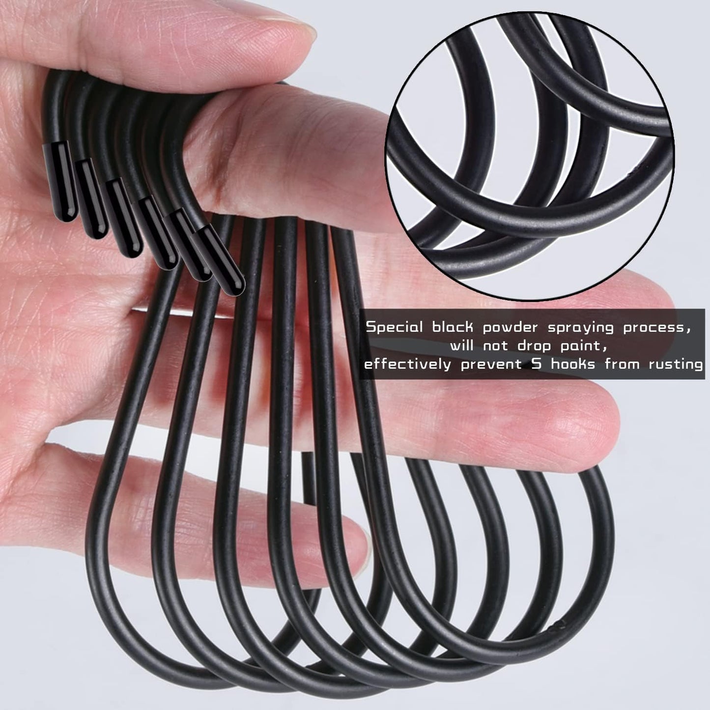 30 Pack S Hooks, 3.54 In Matte Black Heavy Duty Metal S Hooks Can with Stand, Up to 33 lbs, For Kitchen, Office, Garden or Outdoor, Hanging Plants, Clothes, Pots, Pans, Cups, Bags, Jewelry, Towels