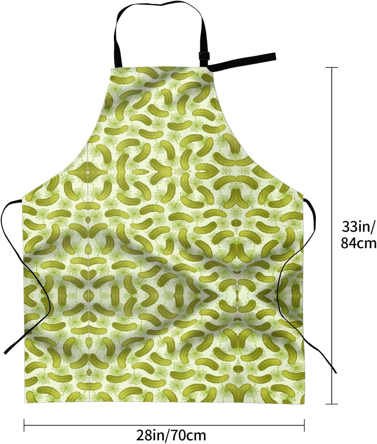 Sushi Dill Pickles print Waterproof apron with pocket adjustable cooki