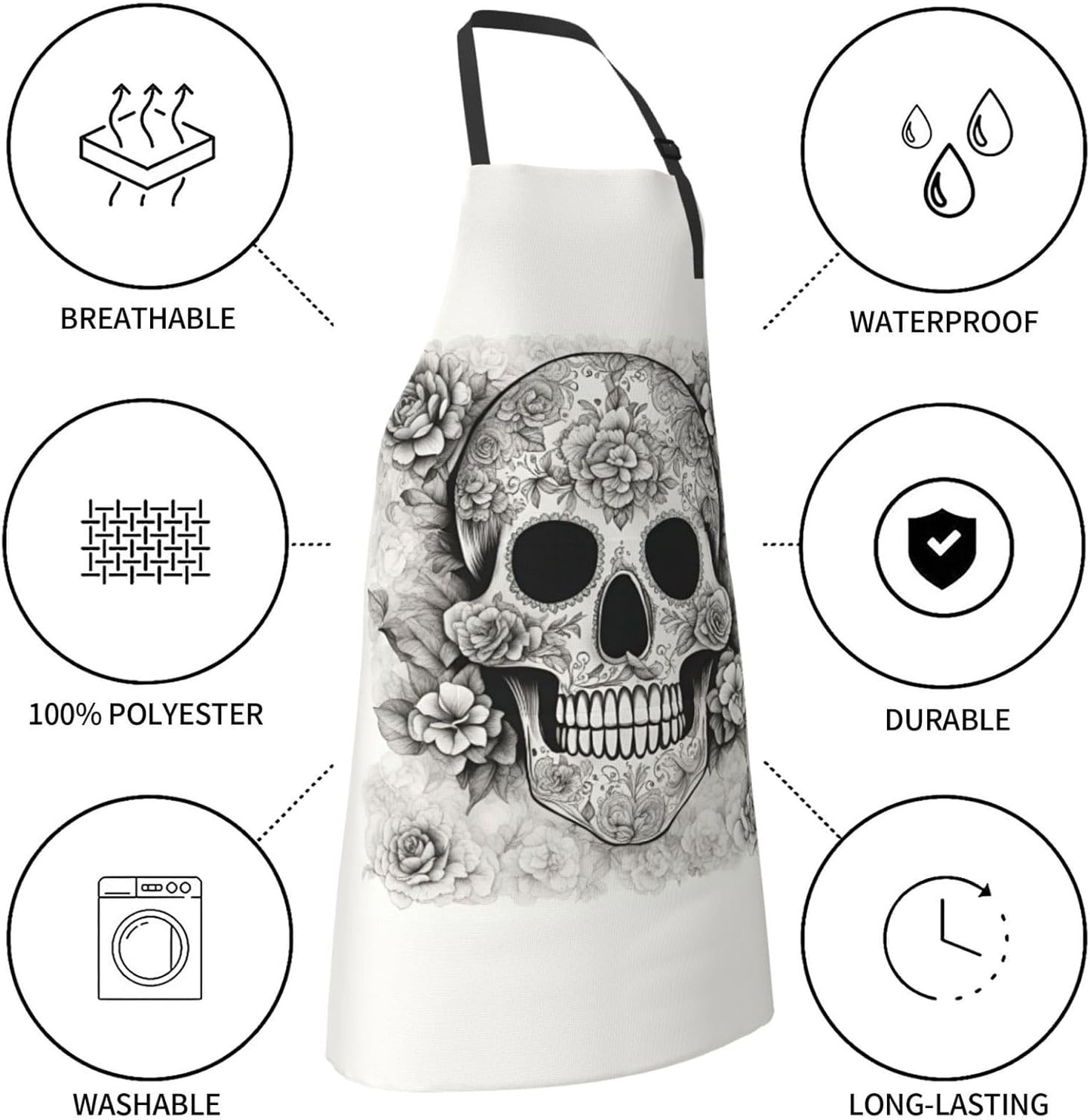 Mexican Skull print Waterproof apron with pocket adjustable cooking apron for adult kitchen bibs to bake