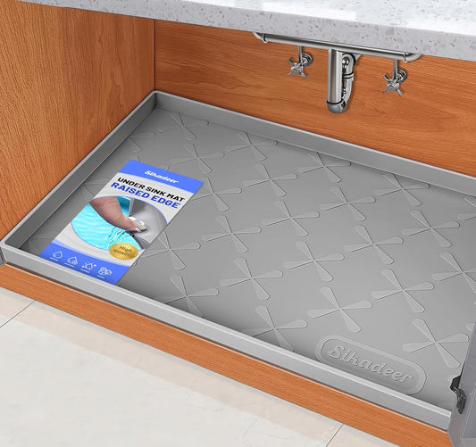 SIKADEER 34" x 22" Under Sink Mat Waterproof, Silicone Mat Kitchen Dra