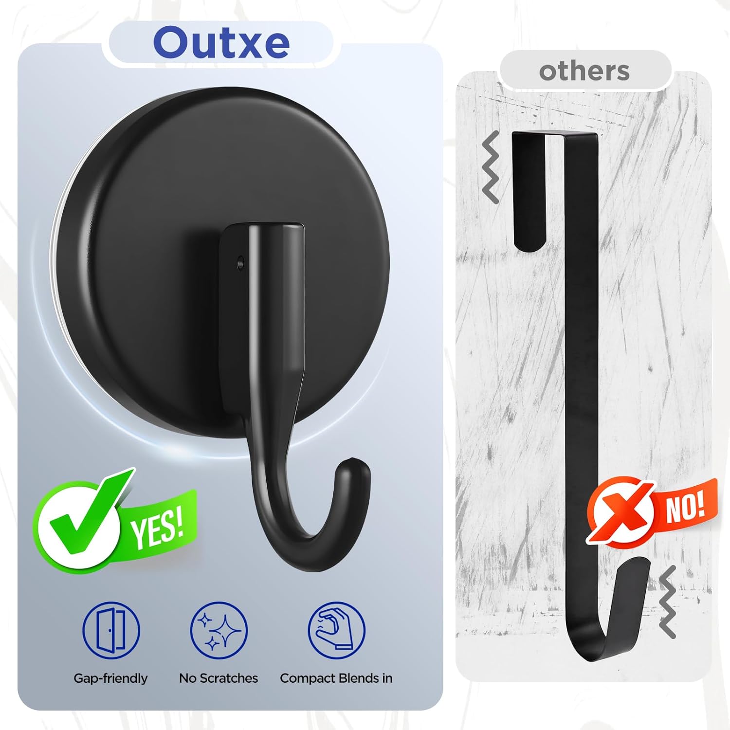 OUTXE Suction Cup Wreath Hanger, Upgraded Reef Hook for Front Door/Gla