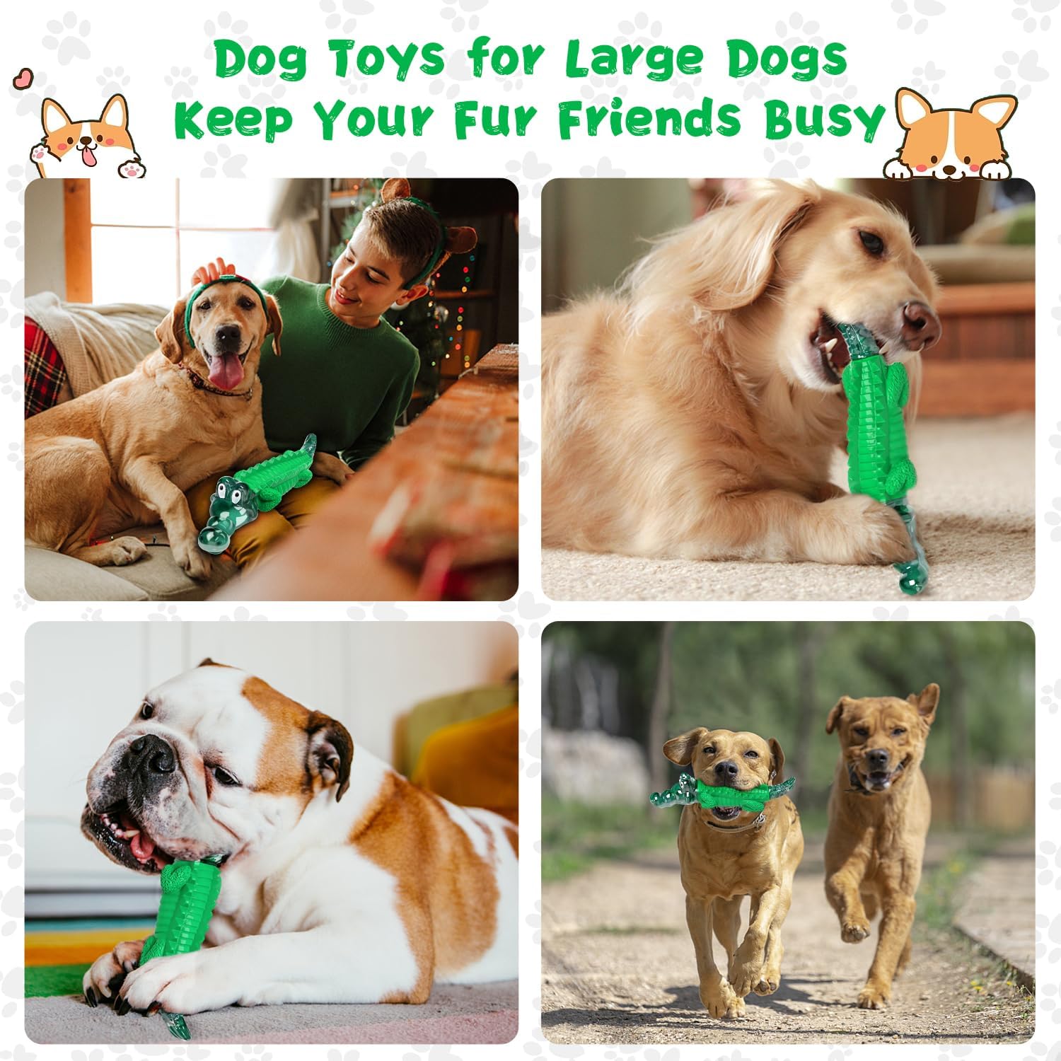 Dog Chew Toys for Aggressive Chewers -Indestructible Dog Toys for Larg
