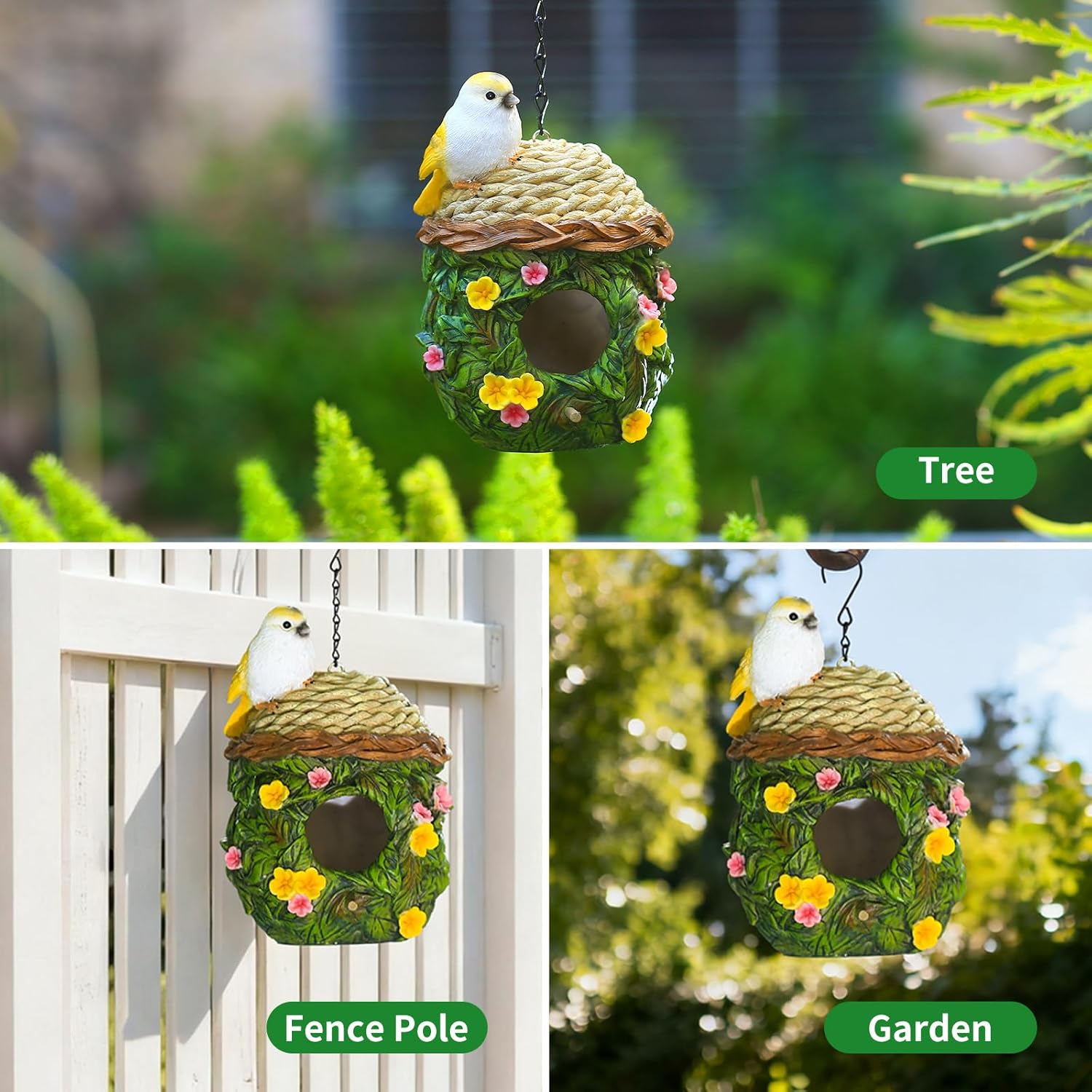 Bird Houses for Outside Bird Nesting Design Resin Birdhouse, Garden Ou