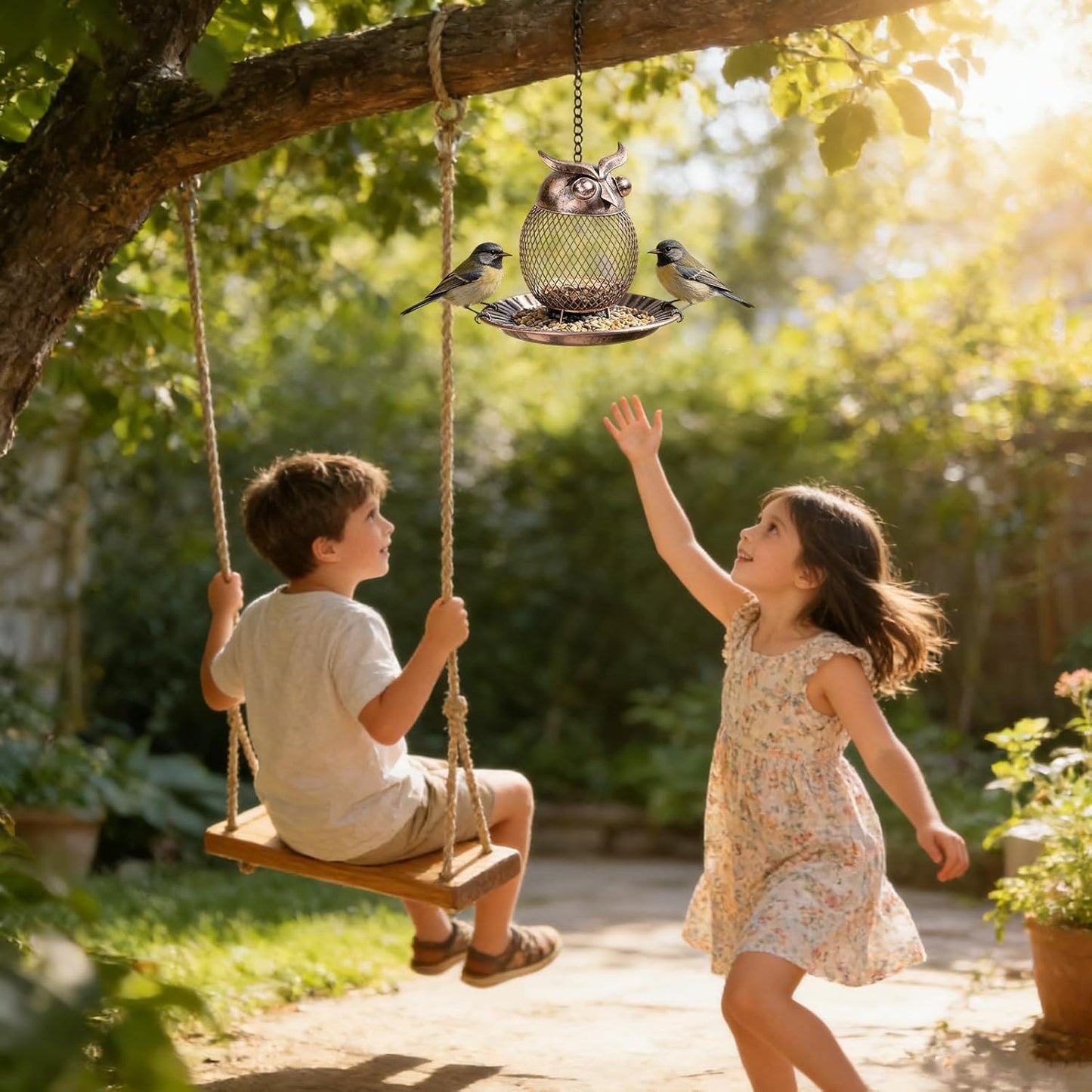 Wild Bird Feeders, Adorable Metal Vintage, Squirrel Proof Owl-Shaped L