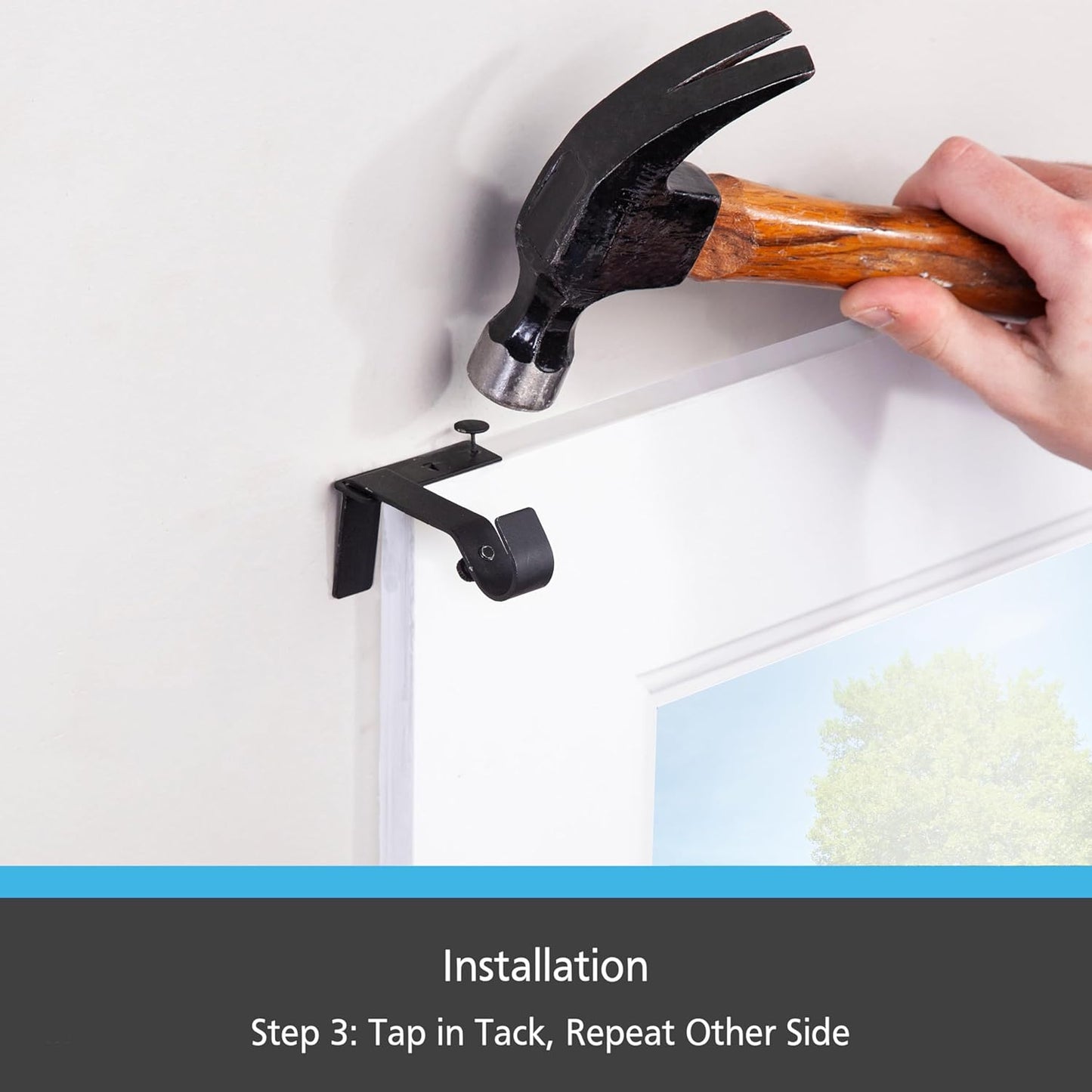 Kenney Fast Fit 5/8" No Measure Curtain Rod Brackets, Matte Black