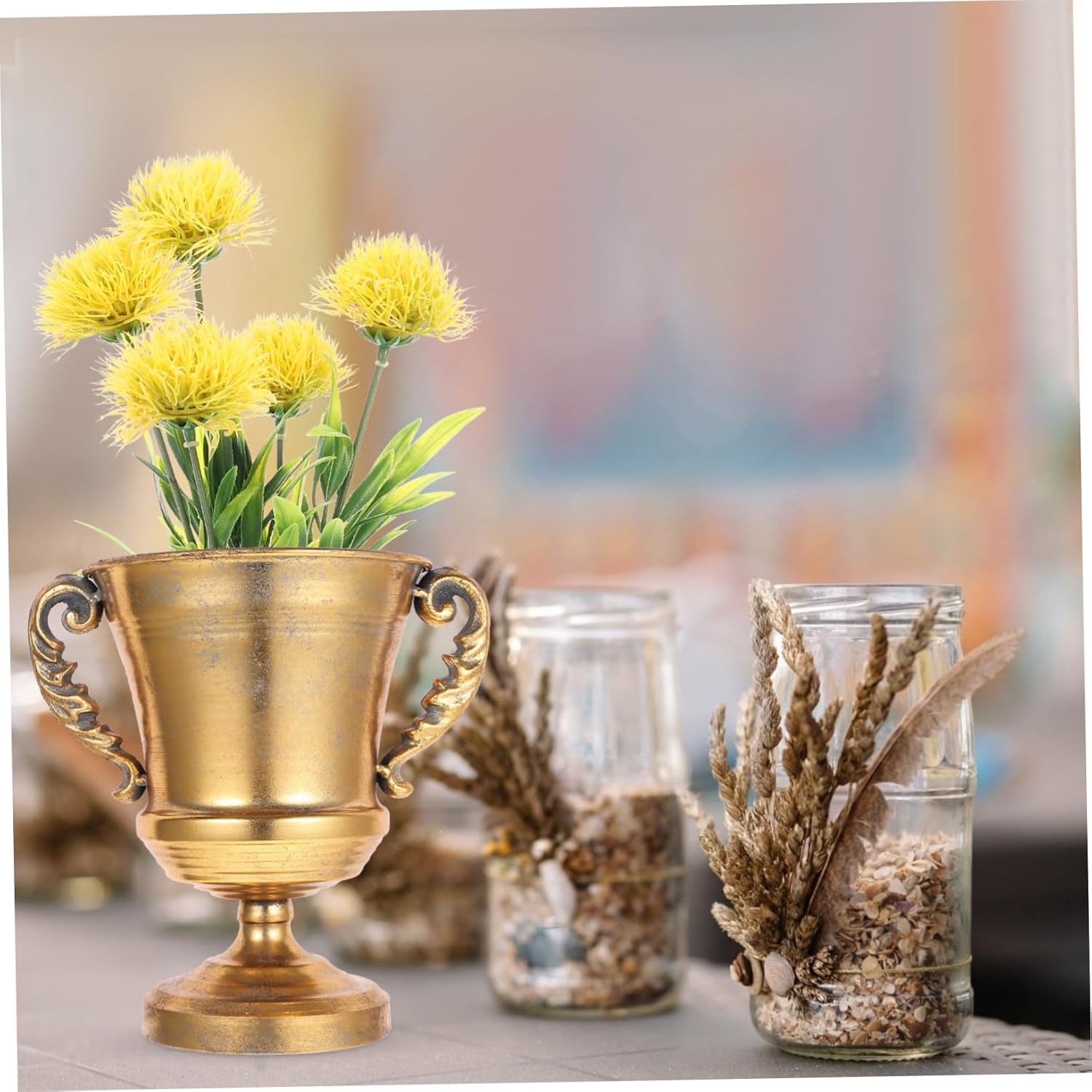 PRETYZOOM 1pc Retro Iron Flowerpot Home Decor Vases Floral Arrangement