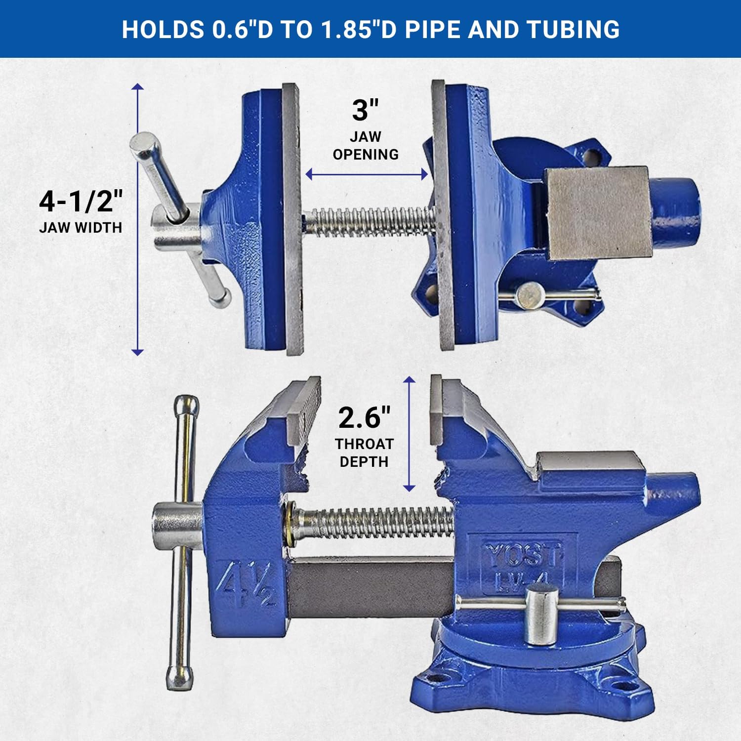 Yost Vises LV-4 Homeowner's Vise | 4.5 Inch Jaw Width with a 3 Inch Ja