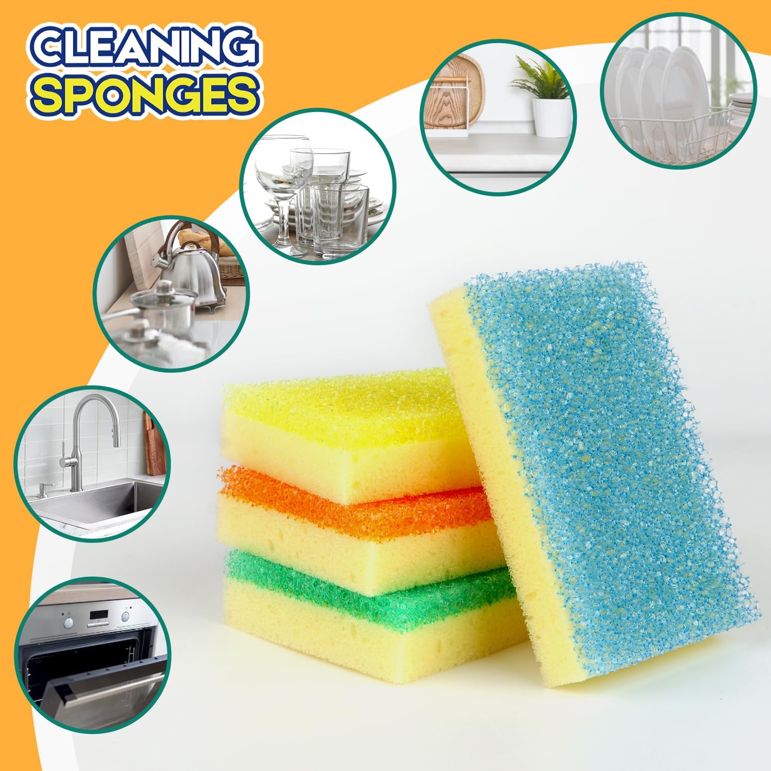 Scrub Sponge, Dual-Sided Temperature-Responsive Scrubber - Non-Scratch