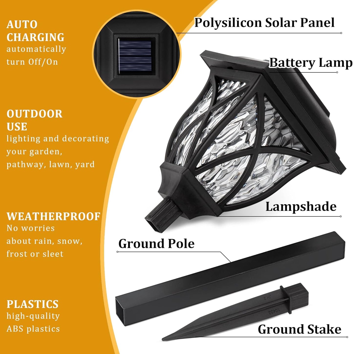 GIGALUMI 6 Pack Solar Lights Outdoor Waterproof, LED Solar Garden Ligh