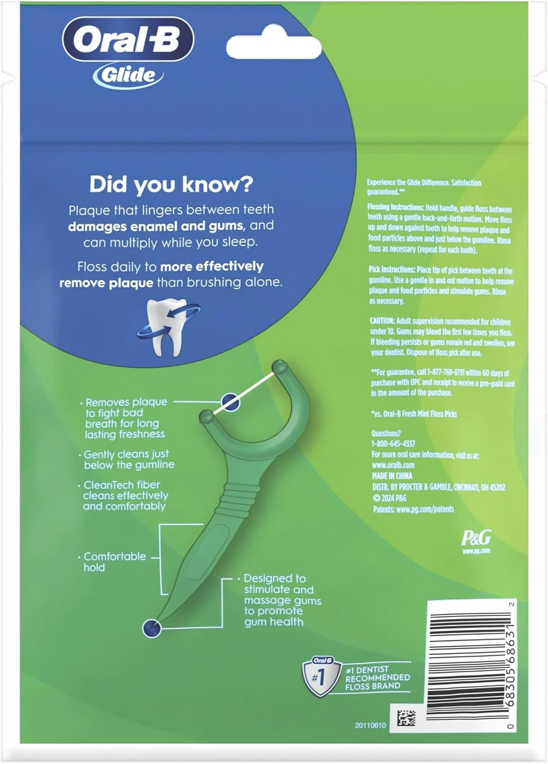 Oral-B Glide Complete Floss Picks, Dental Floss Picks, Scope Outlast, 
