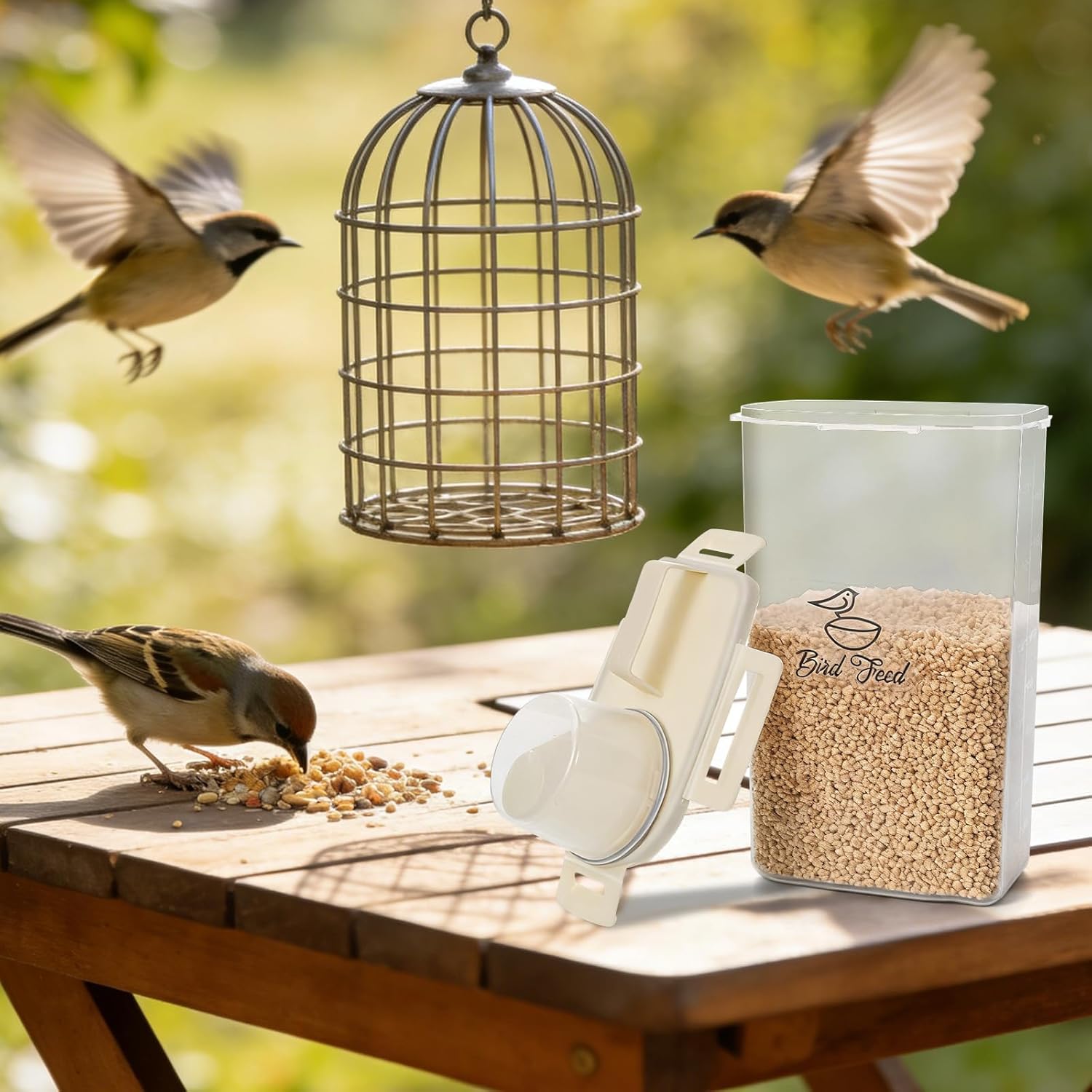 2 Pcs 3.17 Qt/3 L Bird Seed Storage Container Airtight- Portable Plast