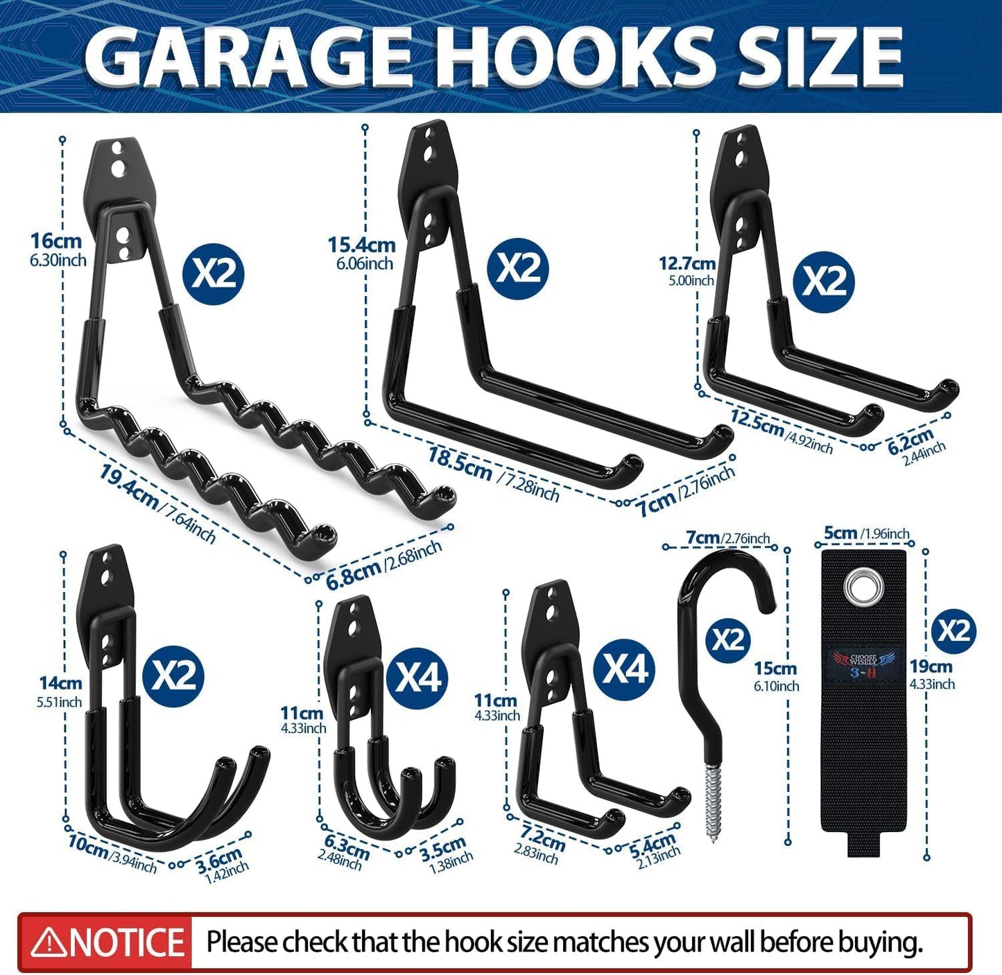 3-H Garage Wall Hooks 20 Pack, Garage Hooks Heavy Duty with Extra Weld