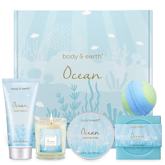 Gifts for Women, Bath and Body Womens Gift Sets with 5 Pcs Ocean Scent