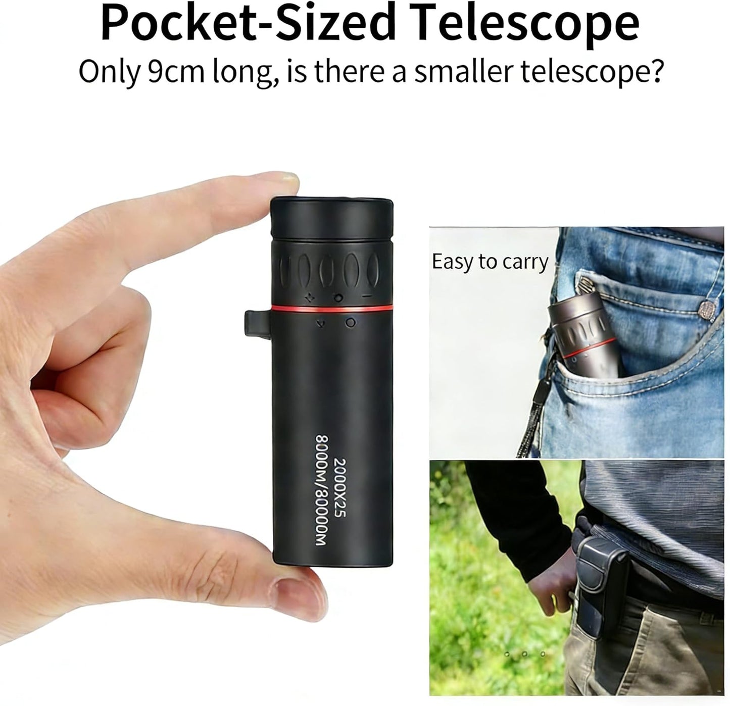Mini Monocular Telescope, 25X High Definition HD with Multilayer Coating, Waterproof & Compact Design for Adults & Kids, for Hiking, Bird Watching, Concert, Travel and Outdoor Observation