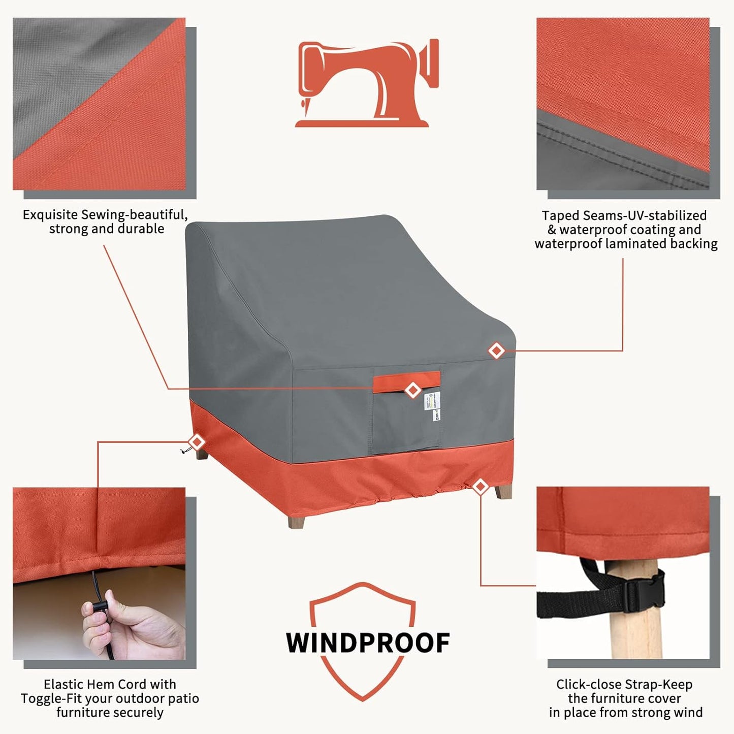 Outdoor Chair Covers Waterproof 600D Heavy Duty - All Weather Patio Fu