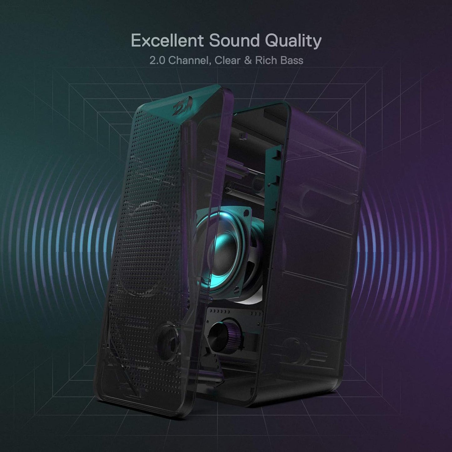 Redragon GS510 RGB Desktop Speakers, 2.0 Channel PC Computer Speaker w