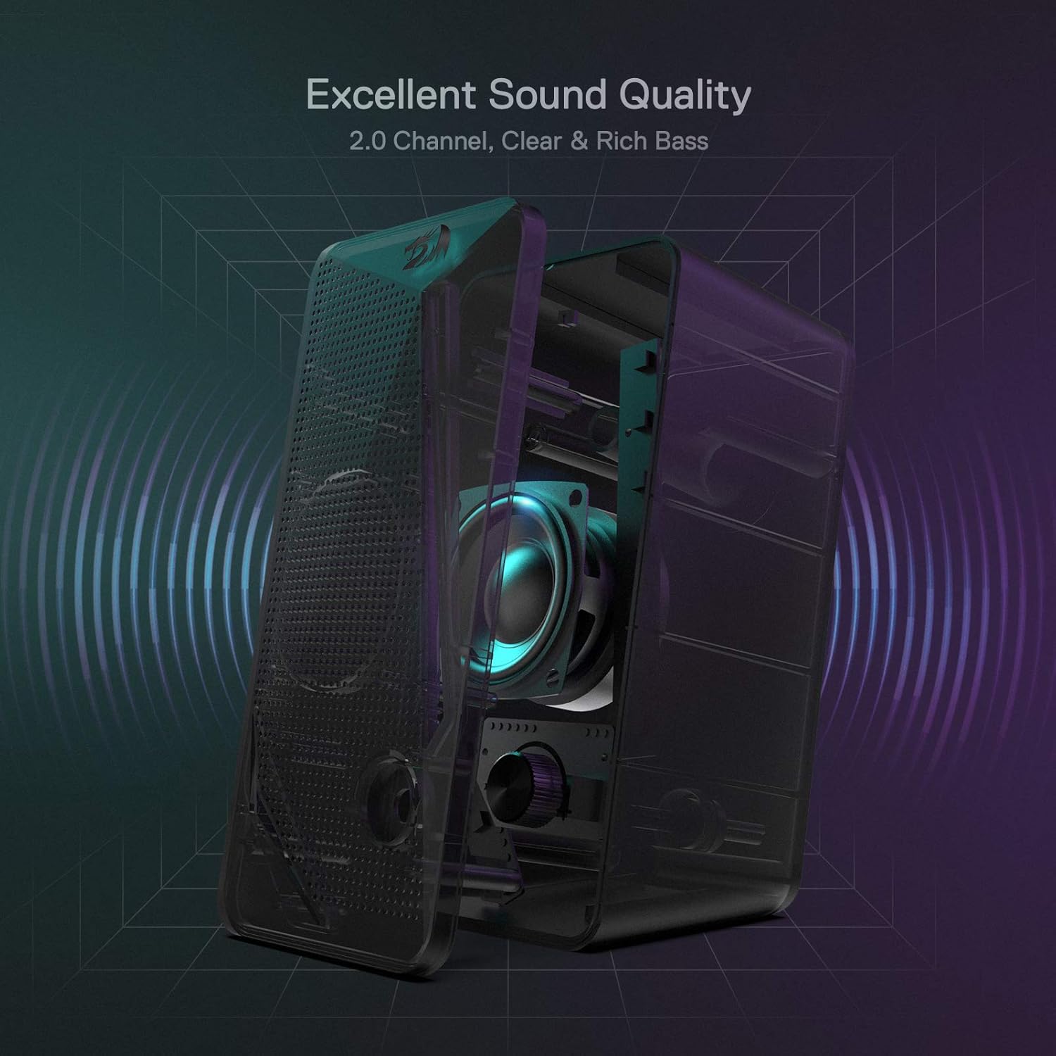 Redragon GS510 RGB Desktop Speakers, 2.0 Channel PC Computer Speaker w