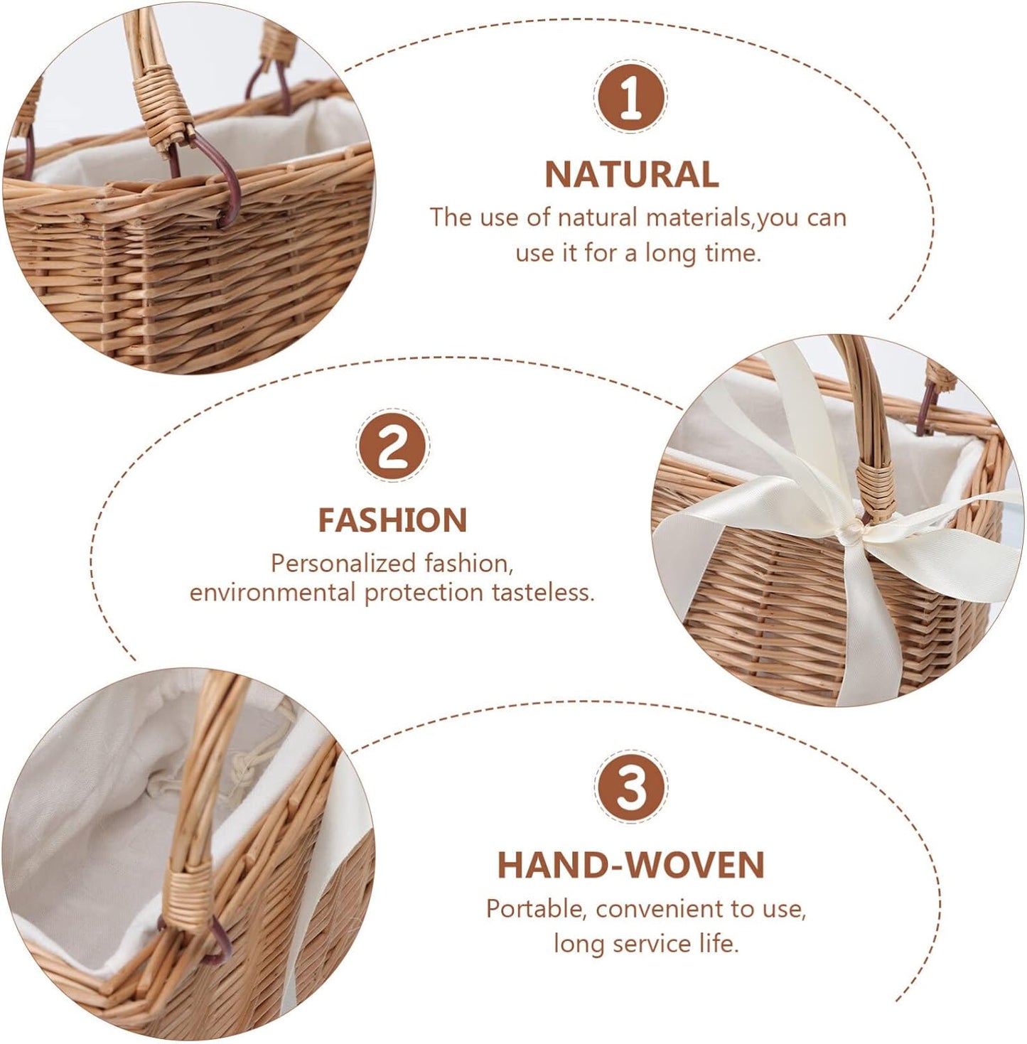 ABOOFAN Rattan Handbag Small Wicker Basket Purse with Handle Rectangul