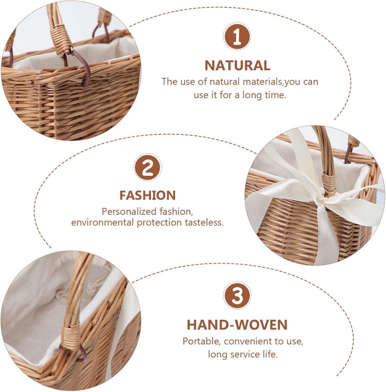 ABOOFAN Rattan Handbag Small Wicker Basket Purse with Handle Rectangul