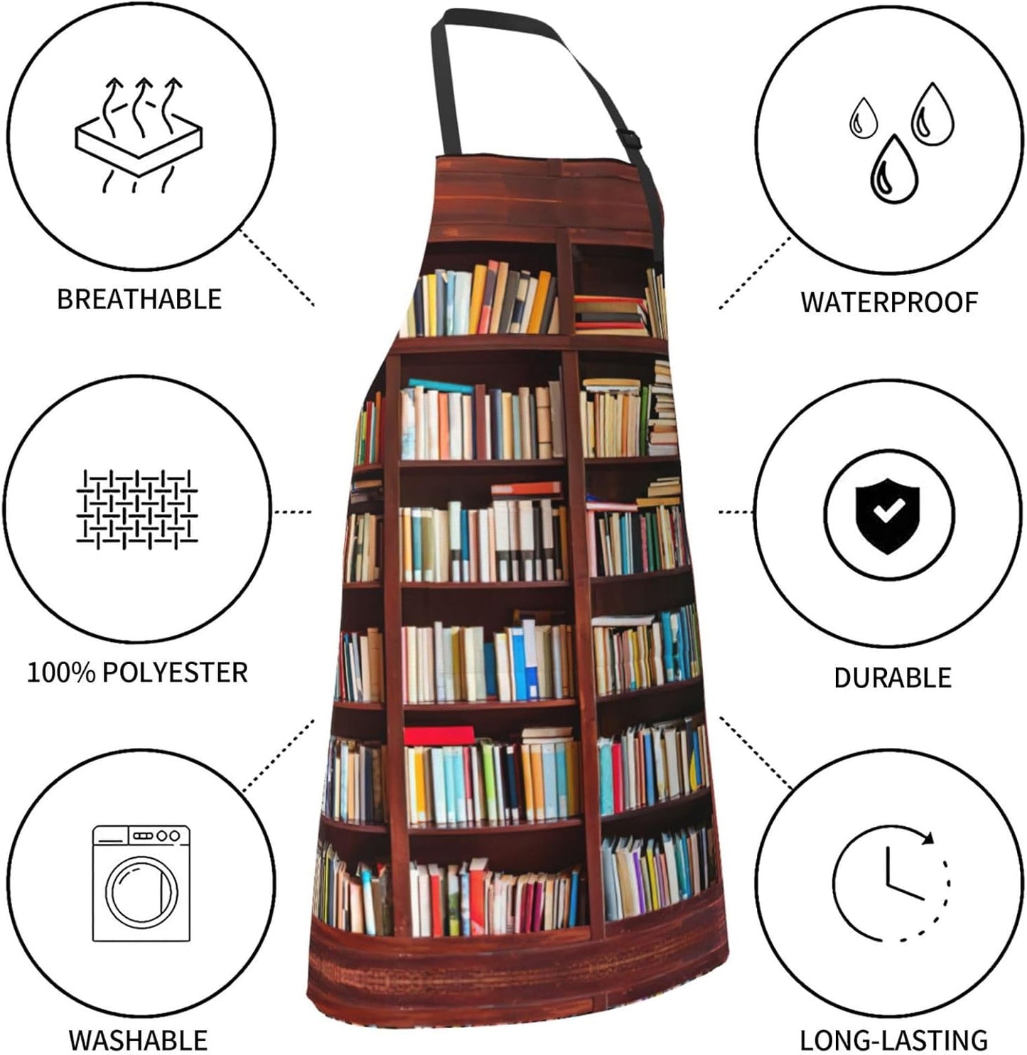 books print Waterproof apron with pocket adjustable cooking apron for 