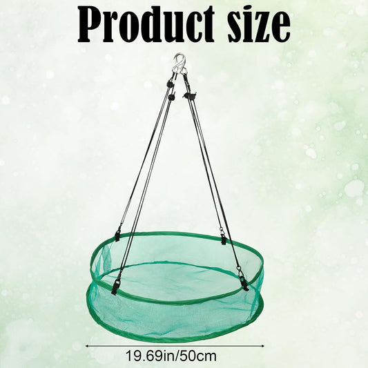 2pcs Bird Feeder Trays, 19.69in Diameter Durable Large Hanging Birdfeeder Mesh Tray with 8 Hanging Ropes and 4 Storage Bags for Outdoor Yard Garden Backyard Attracting Birds(Green)