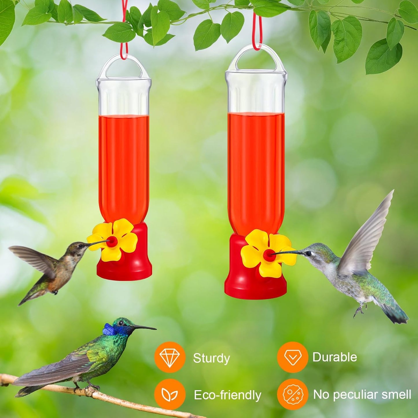 Sunnyray 10 Pack Small Hummingbird Feeder for Outdoors Mini Plastic Feeders with S Hook and Cleaning Brush for Outdoors Window Hanging