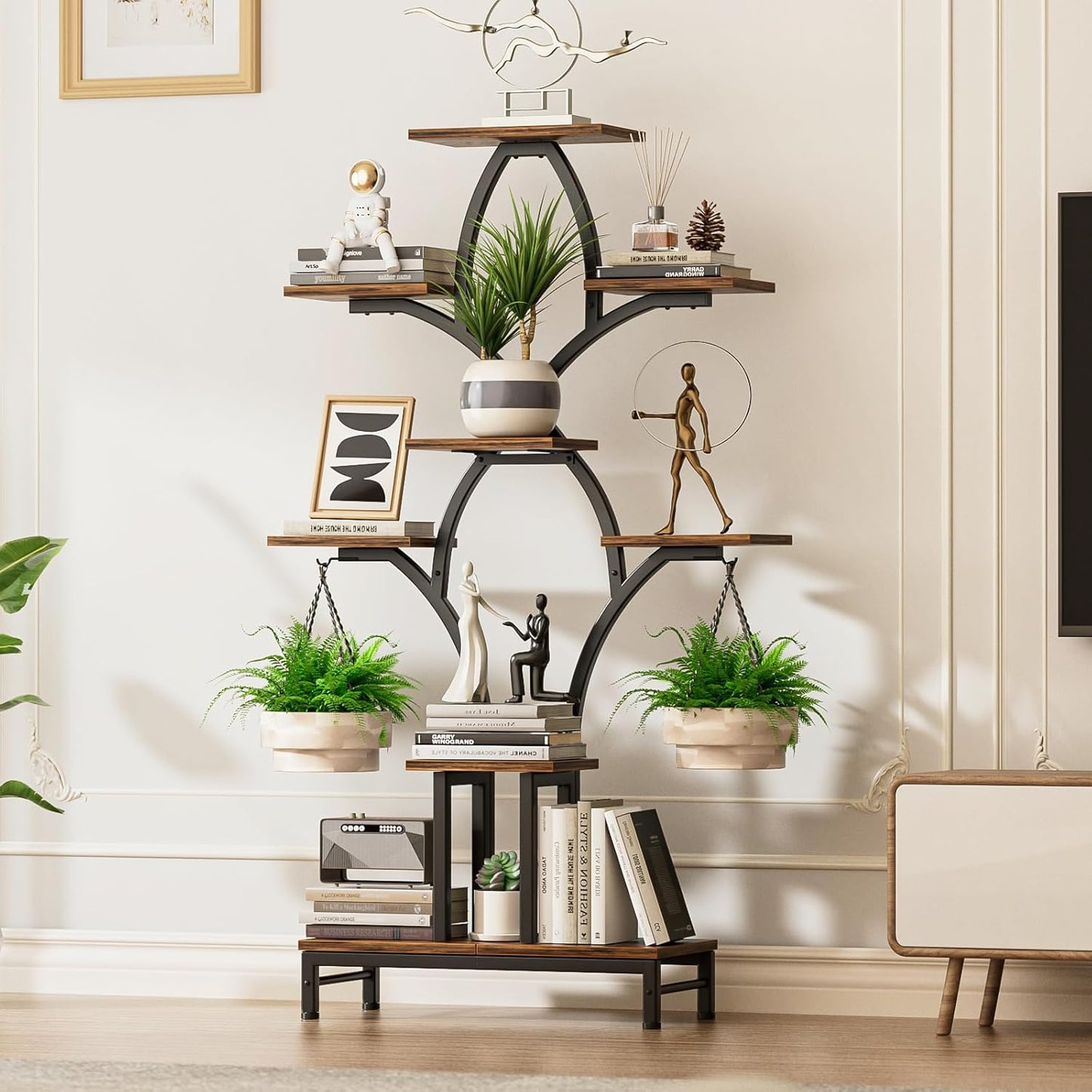 Plant Stand Indoor with 4 Grow Lights - 63" Tall Plant Shelf- 8 Tiered