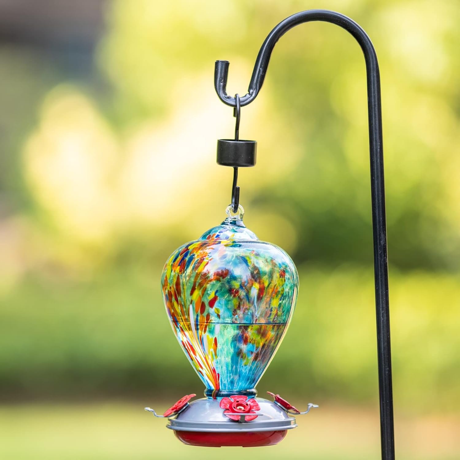 Muse Garden Hummingbird Feeders for Outdoors Hanging, Blown Glass Humm