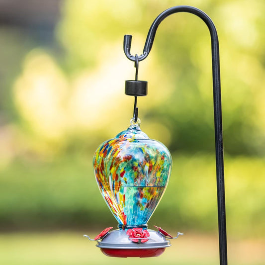 Muse Garden Hummingbird Feeders for Outdoors Hanging, Blown Glass Humm