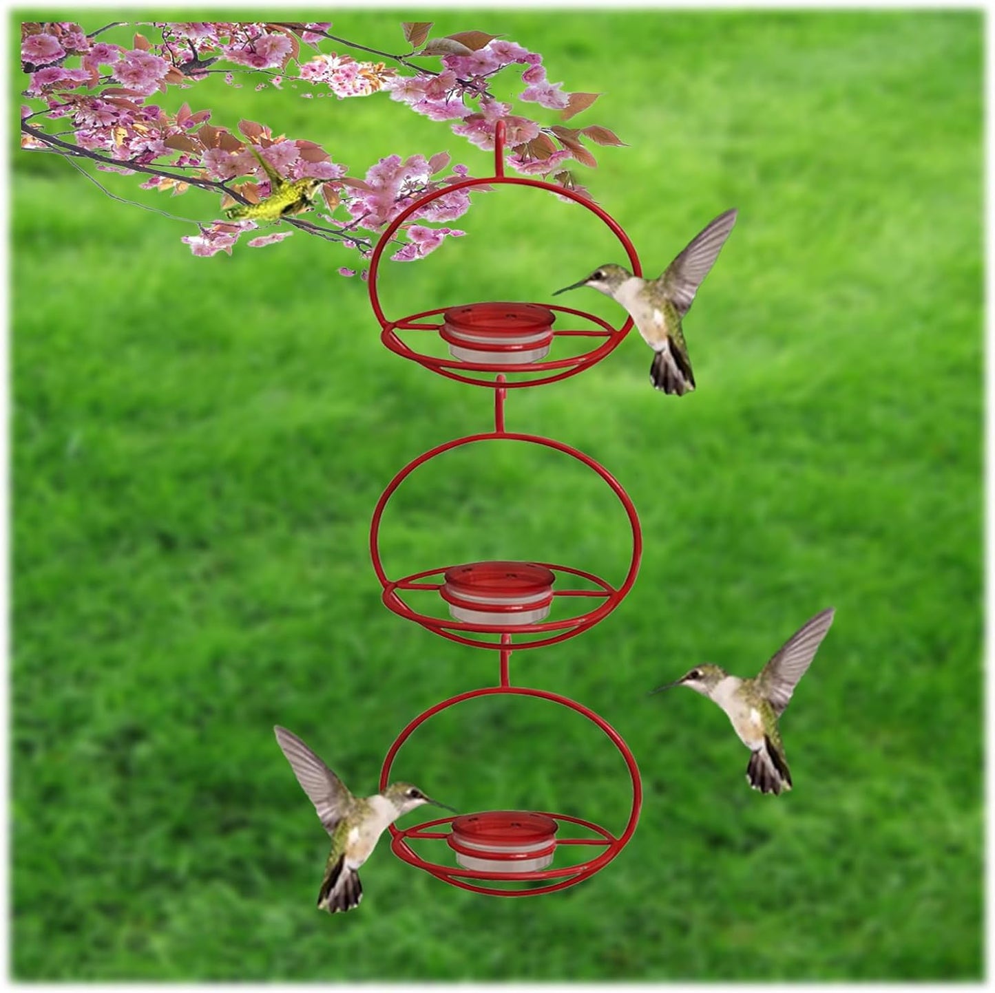 2025 New Model 3 Pack Humble Slim Hummingbird Feeder - Circular Leak-Resistant Design, Easy Clean & Fill, Outdoor Hanging Feeders for Garden, Backyard, Patio, Window (Red)