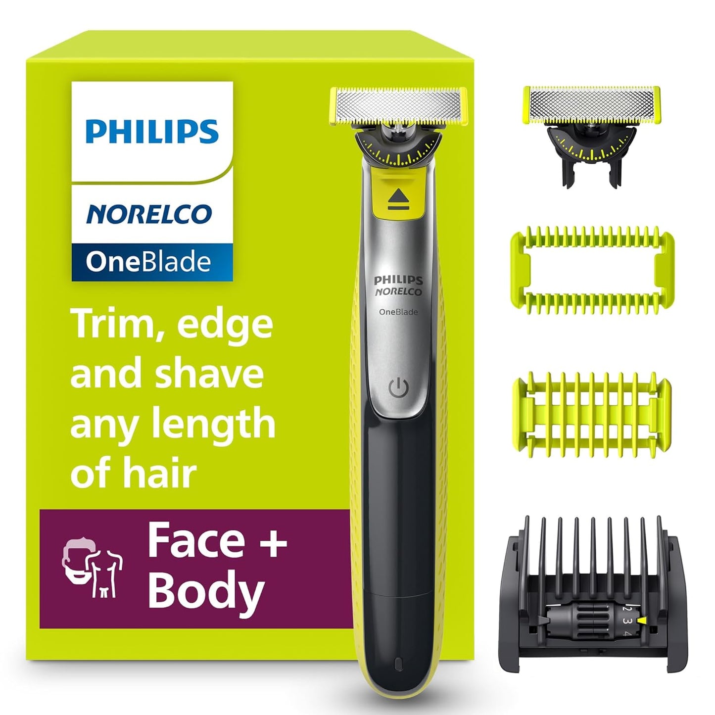 Philips Norelco for Face + Body, Electric Beard Trimmer, Shaver and Gr